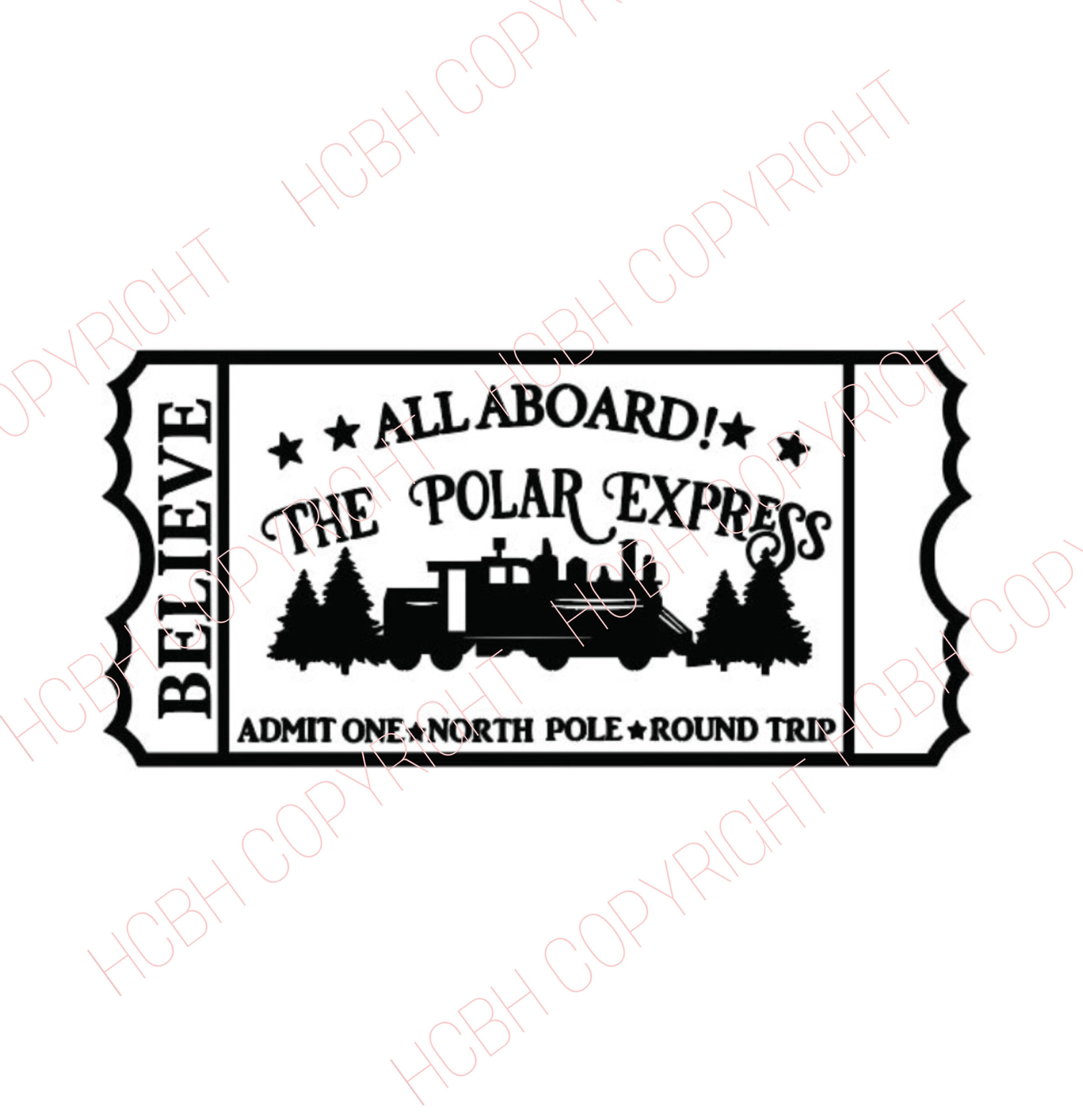 Ticket Polar Express Svg Cut File For Vinyl In Png. Jpg. Dxf. Svg inside Polar Express Ticket Printable Black and White