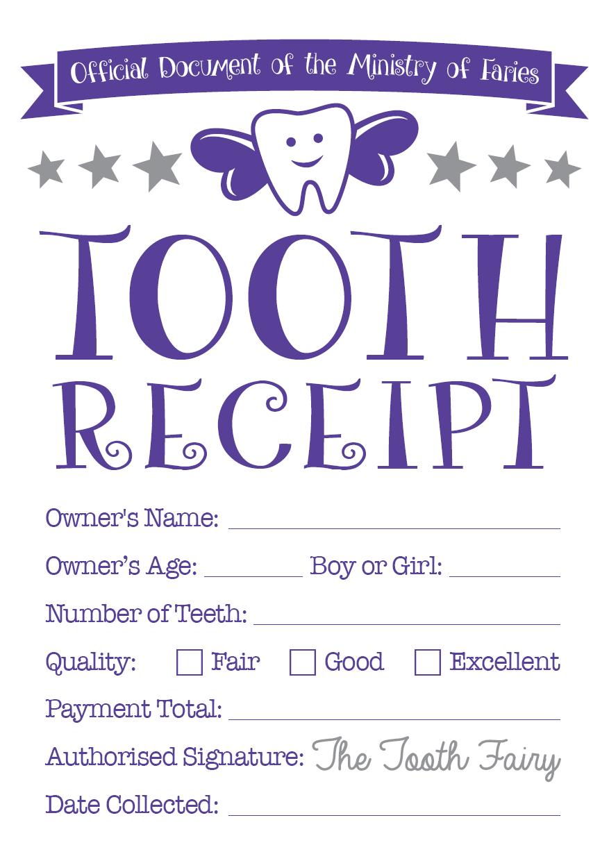 Tooth Fairy Certificate &amp;amp; Tooth Receipt Free Printables throughout Free Printable Tooth Fairy