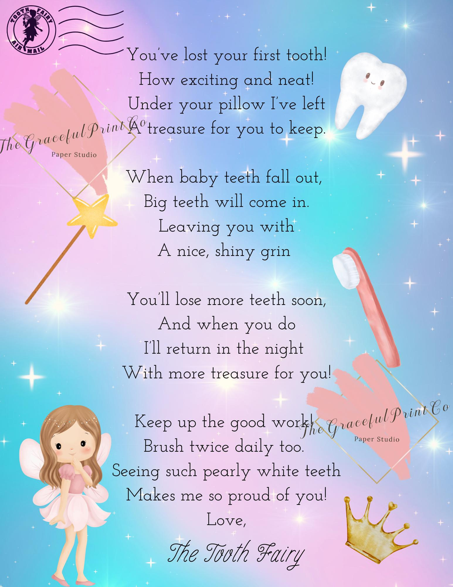 Tooth Fairy Letter; First Tooth, Fairy Letter Printable Download with Letters From The Tooth Fairy Free Printables