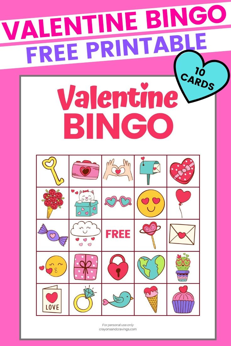 Valentine Bingo - Free Printable Valentine&amp;#039;S Day Game With 10 Cards! regarding Valentines Bingo Cards Free Printable