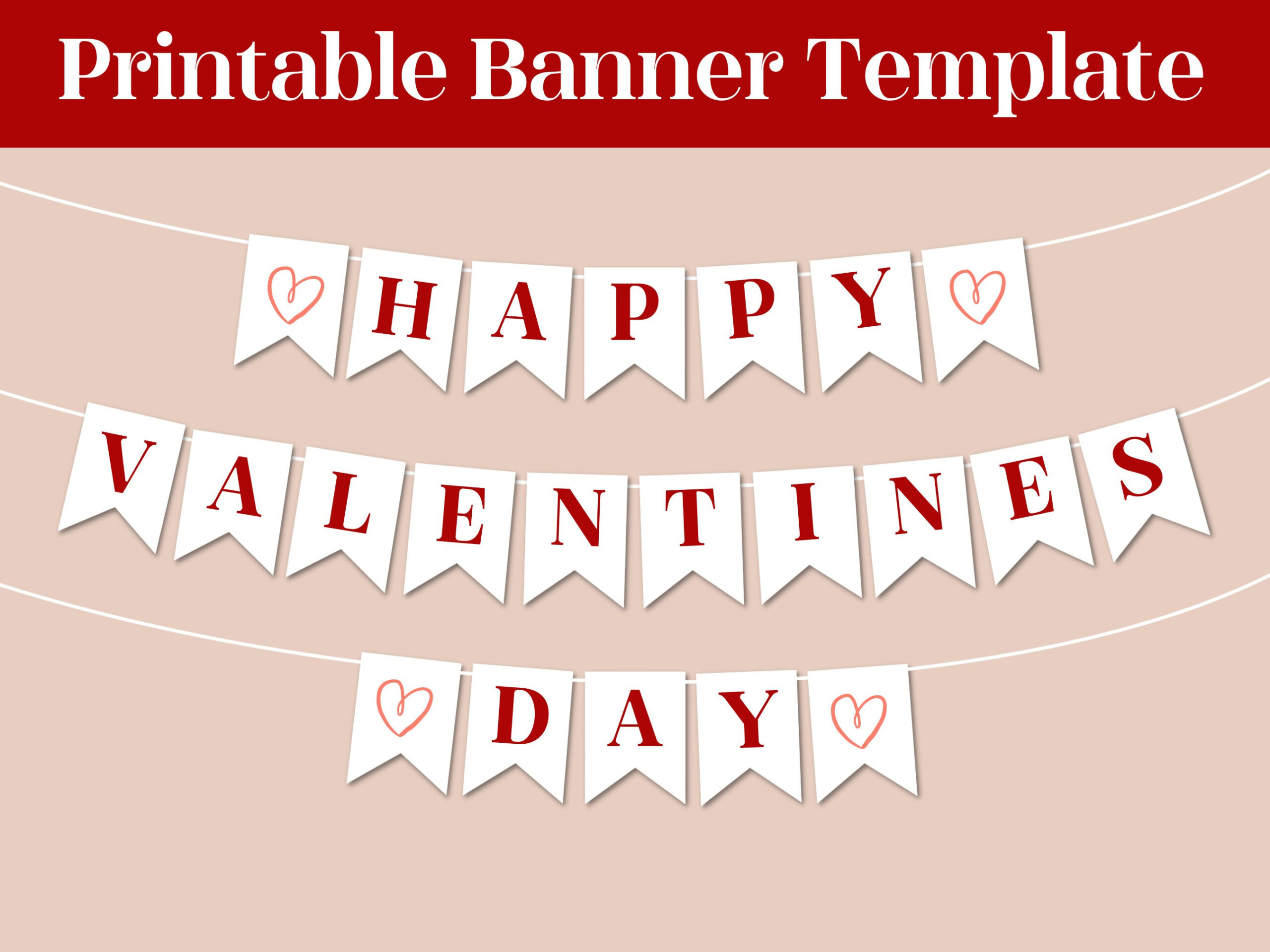 Valentines Day Banner And Template | Editable And Printable Banner inside Happy Valentines Day Banner Printable