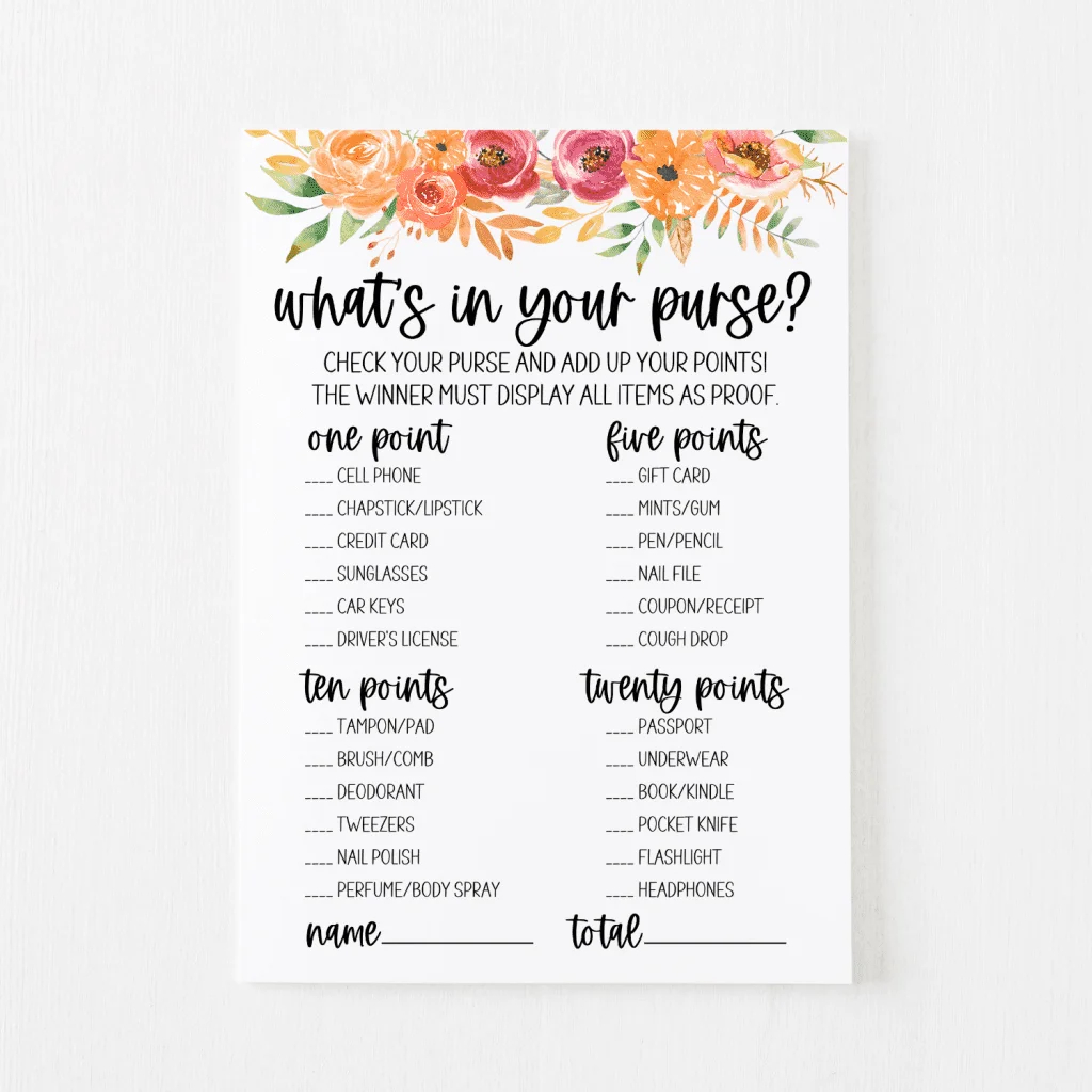 What&amp;#039;S In Your Purse? Game Free Printable | Modern Moh with regard to Purse Scavenger Hunt Printable Free