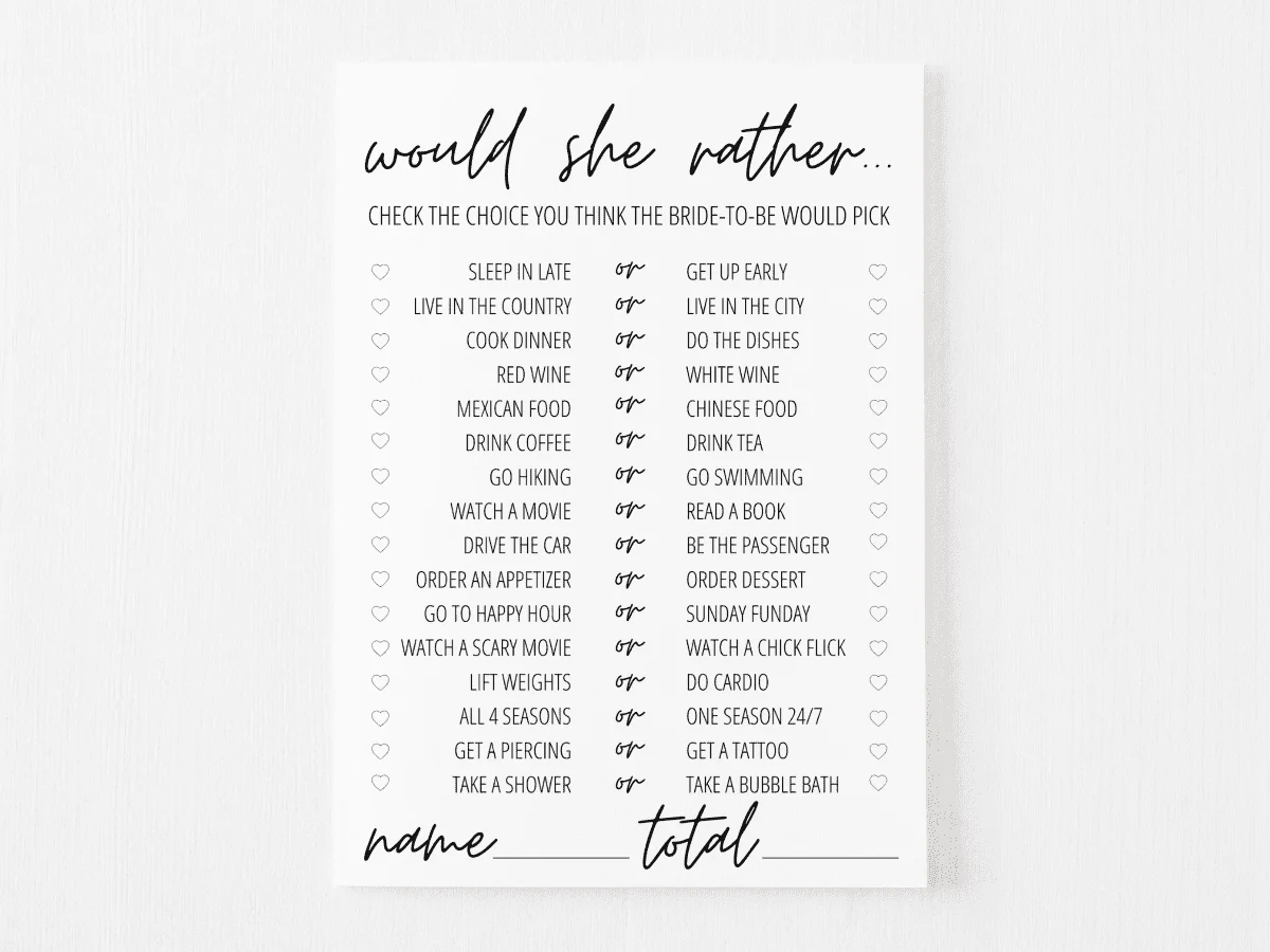 Would She Rather Bridal Shower Game Free Printable | Modern Moh regarding Would She Rather Bridal Shower Game Free Printable
