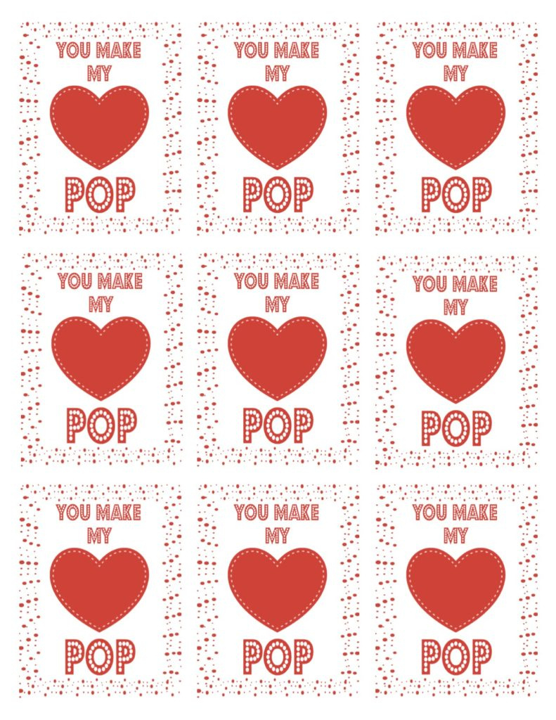 You Make My Heart Pop Free Valentine Printable &amp;amp; Recipe | for Popcorn Valentine Printable Free