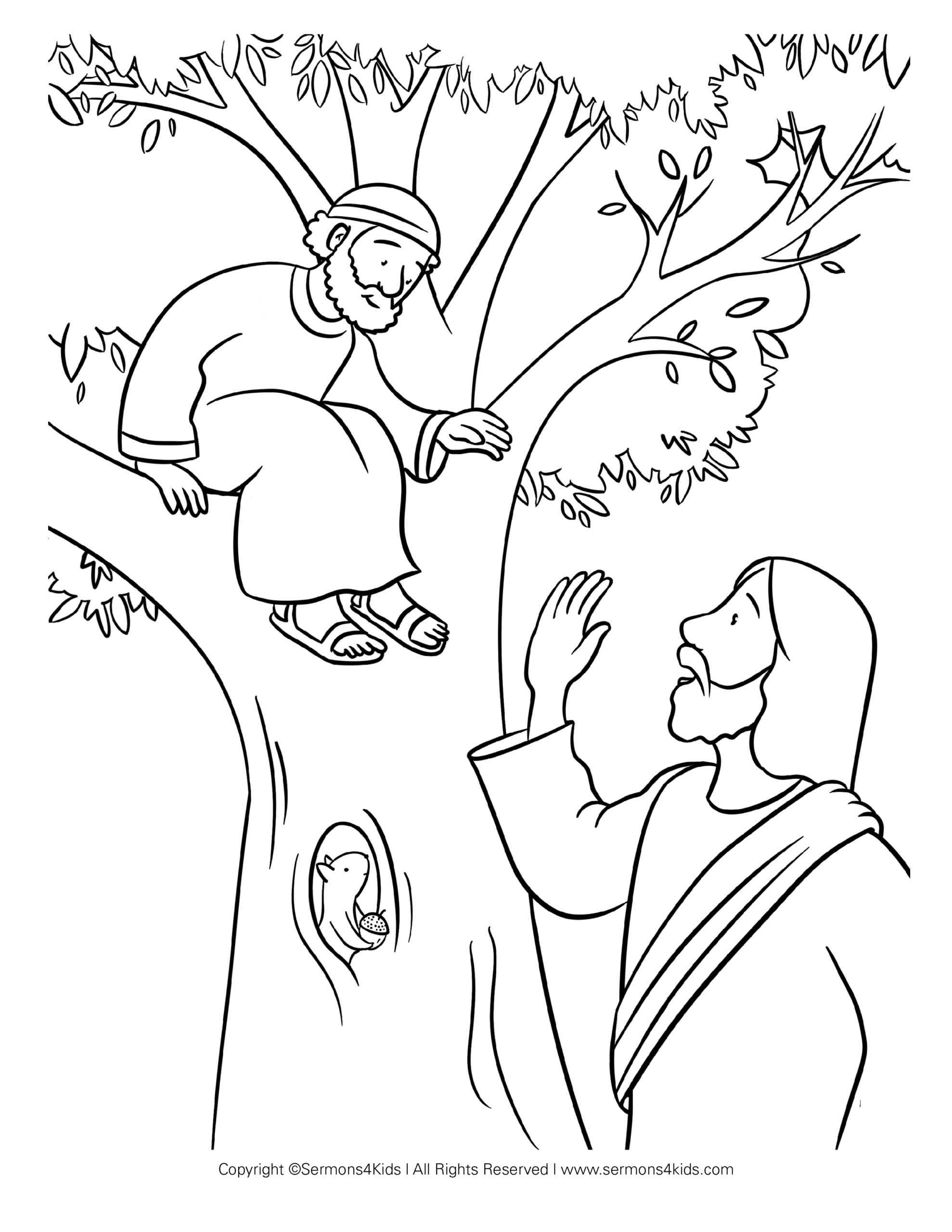 Zacchaeus And Jesus | Children&amp;#039;S Coloring Page From Sermons4Kids with Free Printable Zacchaeus Coloring Page