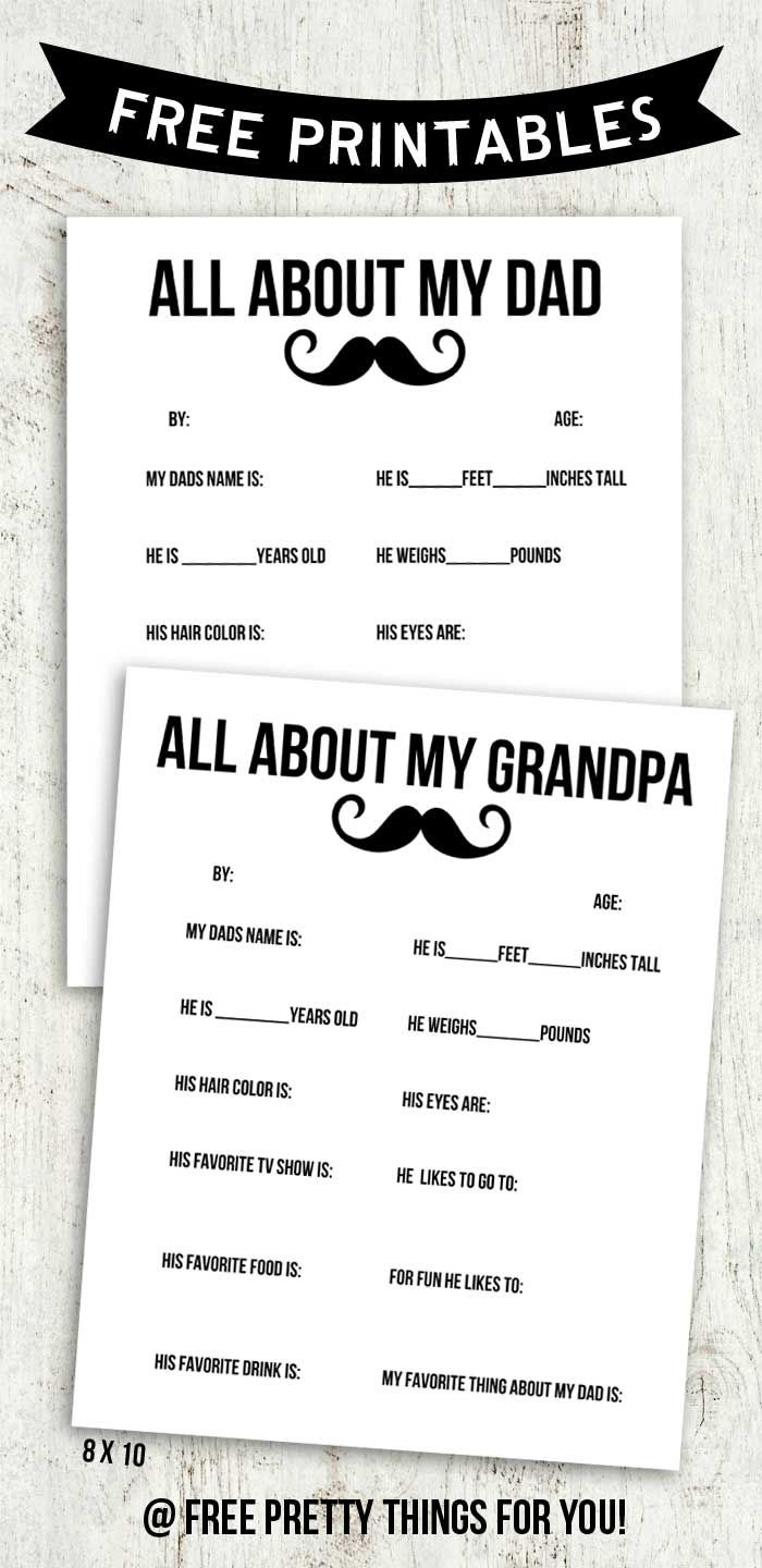 All About My Dad And Grandpa Free Printable inside Free Father&amp;amp;#039;s Day Printable For Grandpa