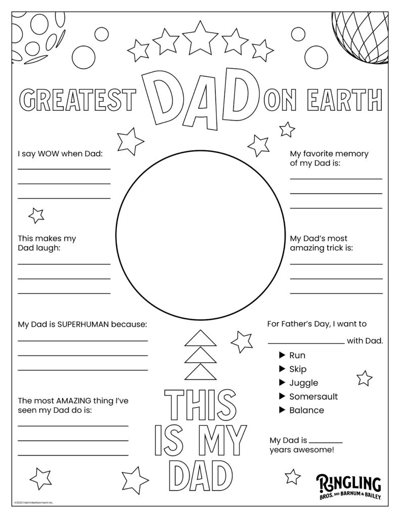 All About My Dad Printable Activity - Ringling Bros. And Barnum regarding Father&amp;#039;S Day About My Dad Printable