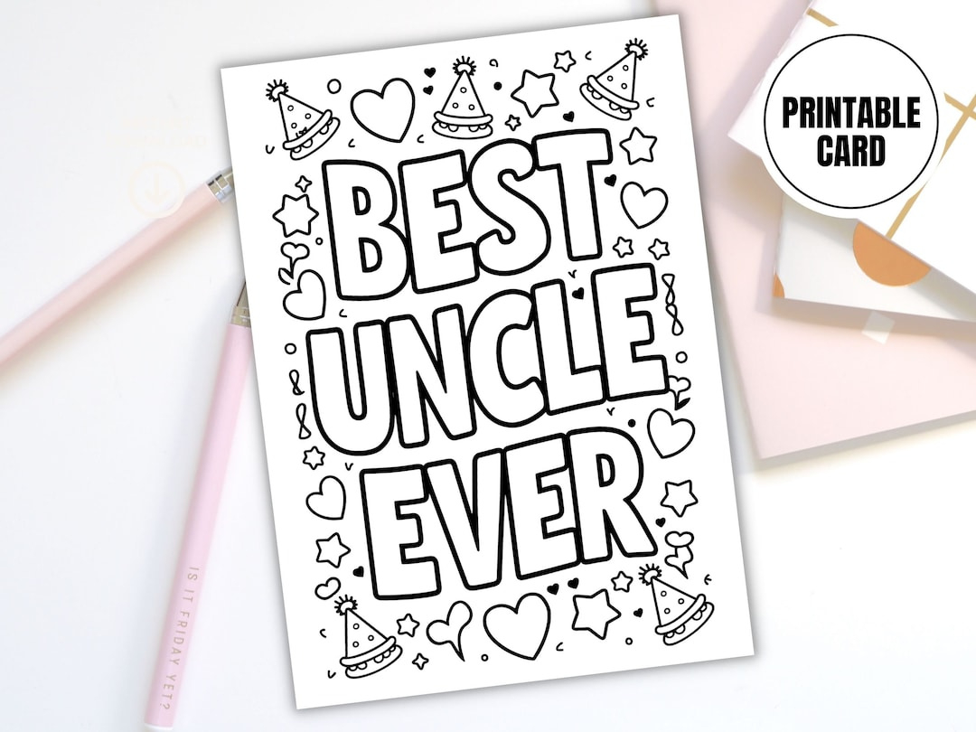 Best Uncle Ever Printable Coloring Card | Digital Download | Fun regarding Free Printable Uncle Father&amp;#039;S Day Card