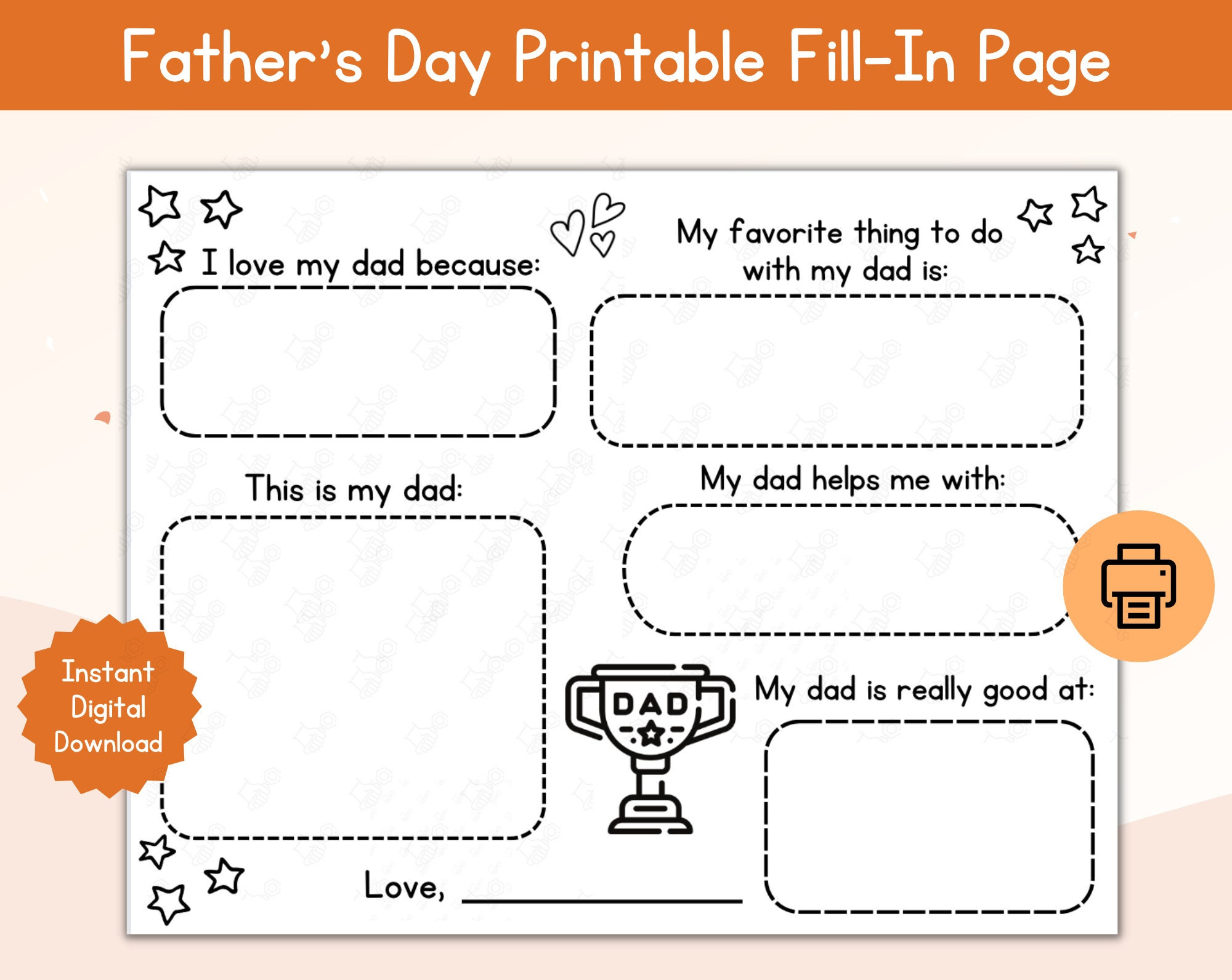 Father&amp;#039;S Day Fill-In Page / Printable Father&amp;#039;S Day Fill In Page with regard to Father&amp;amp;#039;s Day Book Printable