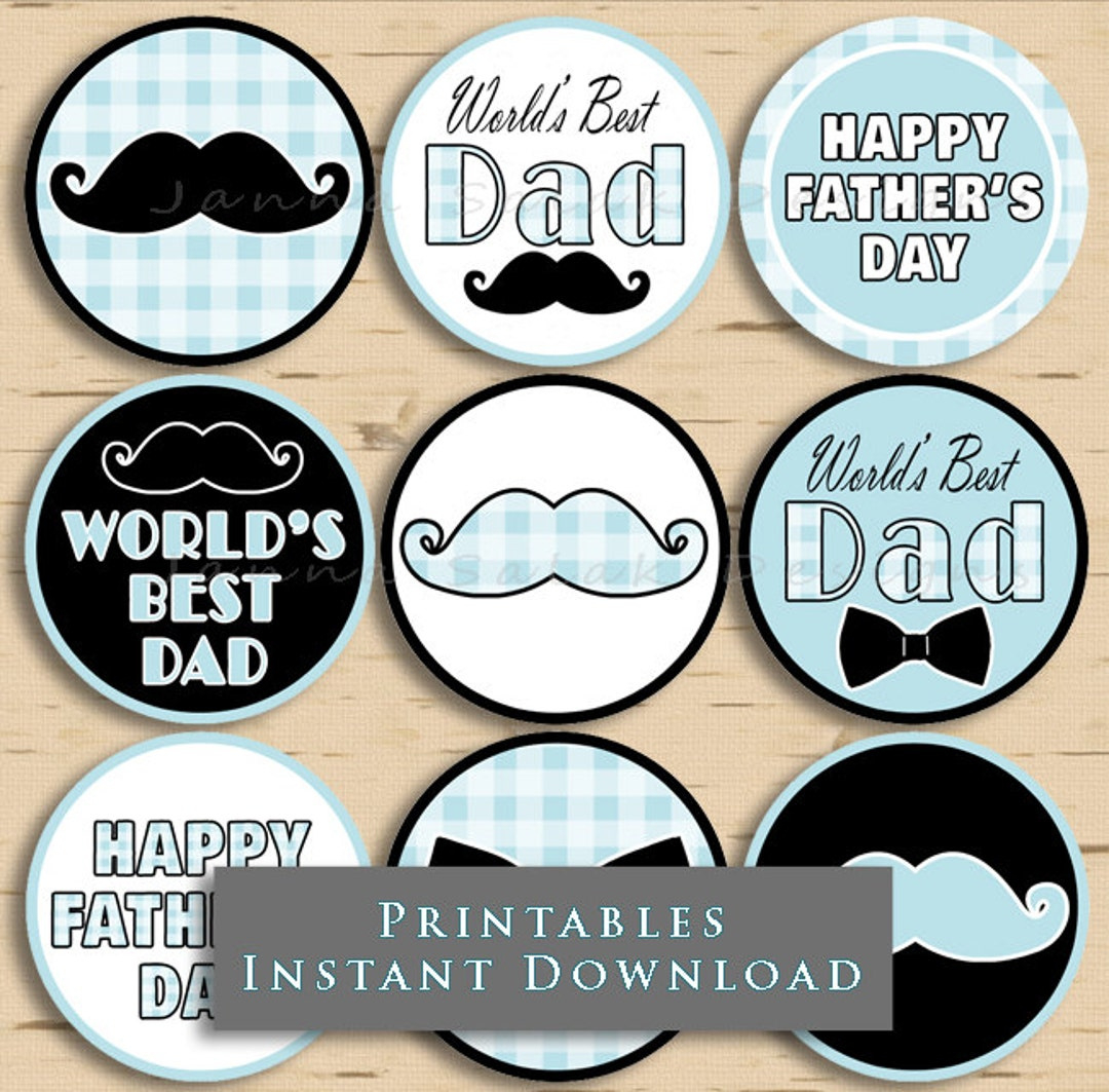 Father&amp;#039;S Day Mustache Cupcake Toppers Party Printables Blue And within Printable Father&amp;amp;#039;s Day Cupcake Toppers