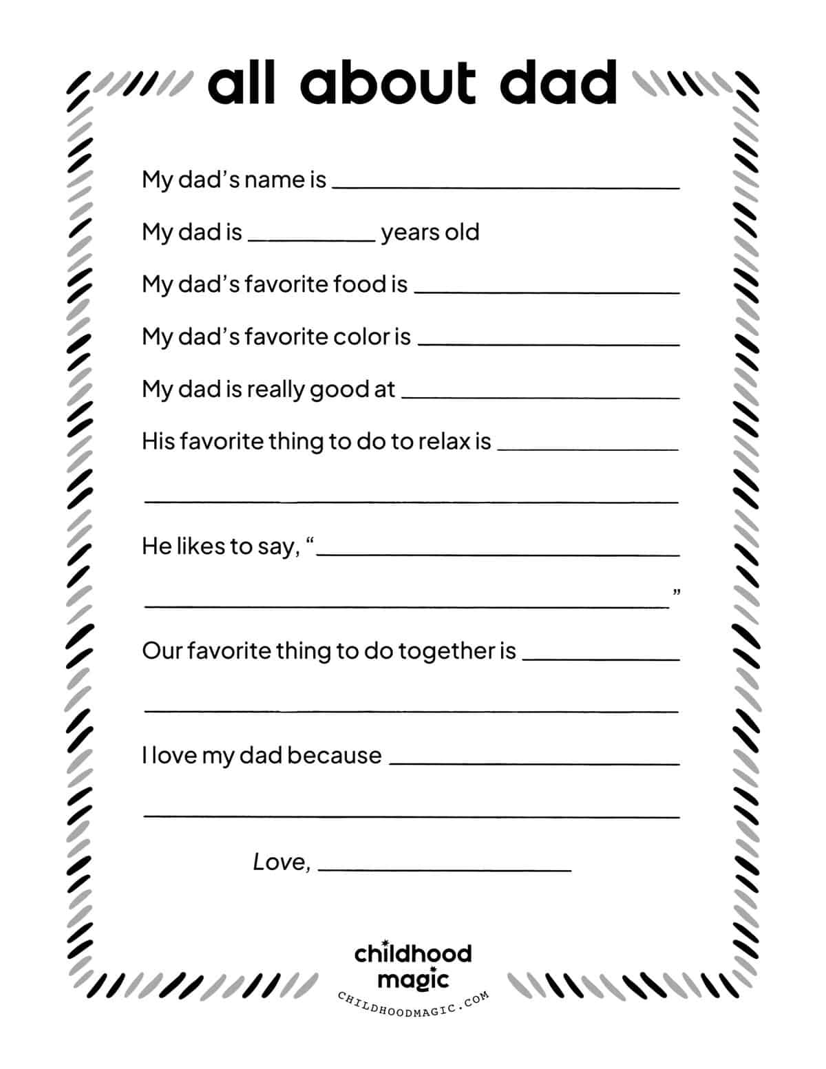 Father&amp;#039;S Day Printable - Childhood Magic pertaining to Dad Printable Father&amp;amp;#039;s Day