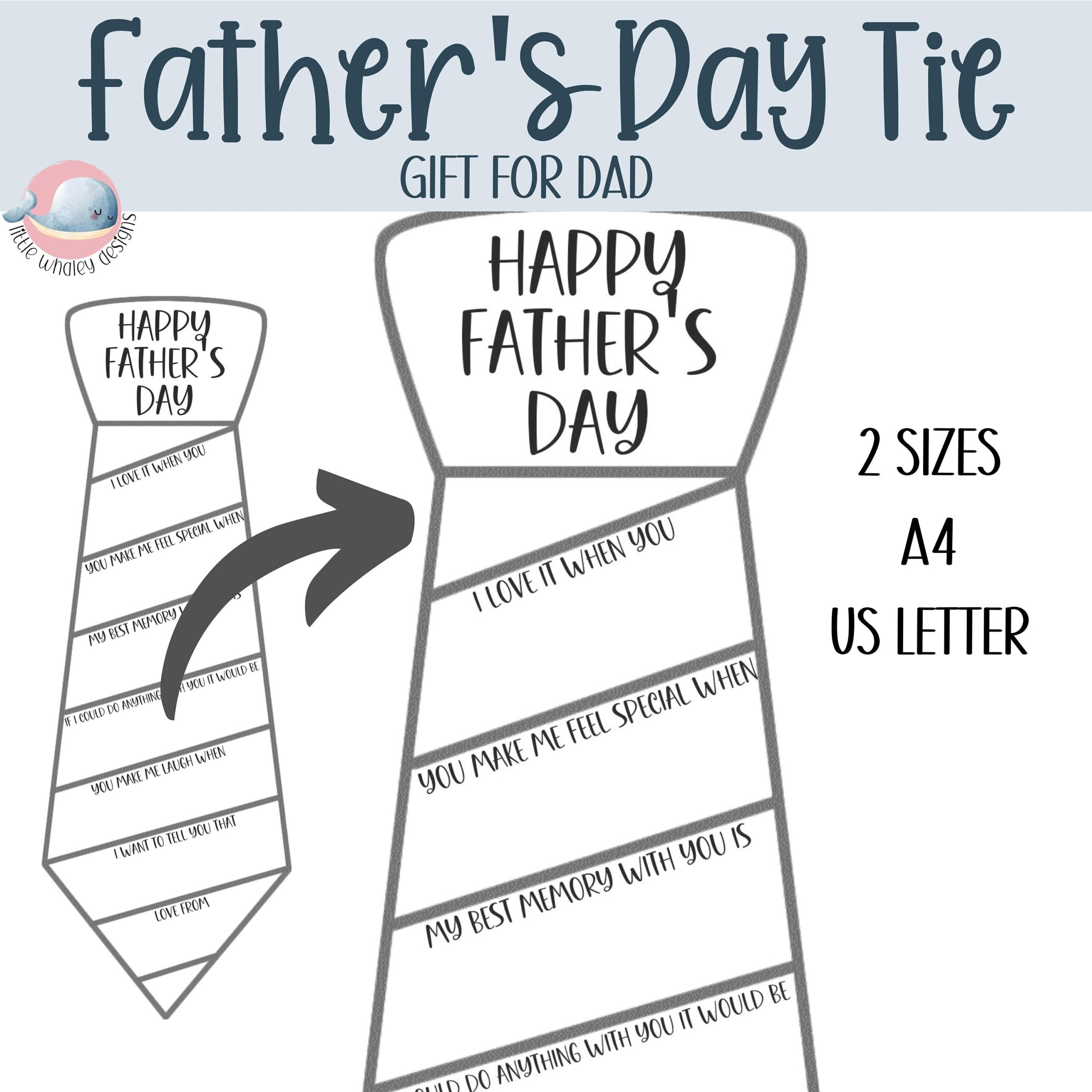 Fathers Day Tie Printable, Dad Tie Paper, All About My Dad throughout Happy Father&#039;S Day Tie Printable