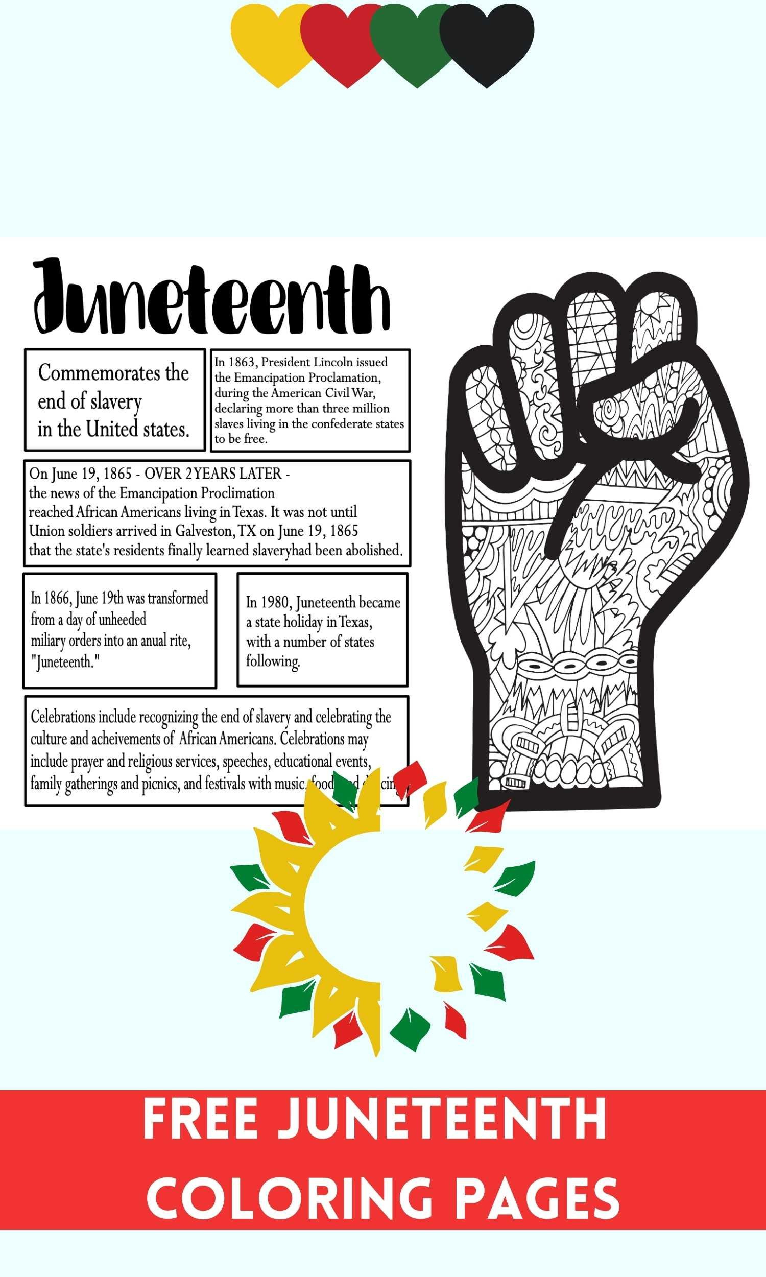 Free Juneteenth Coloring Pages — Stevie Doodles for Juneteenth Printable Fact Sheet