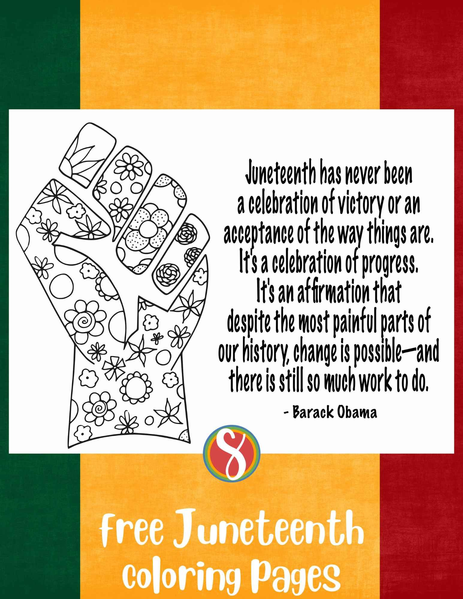 Free Juneteenth Coloring Pages — Stevie Doodles with Juneteenth Information Sheet Printable