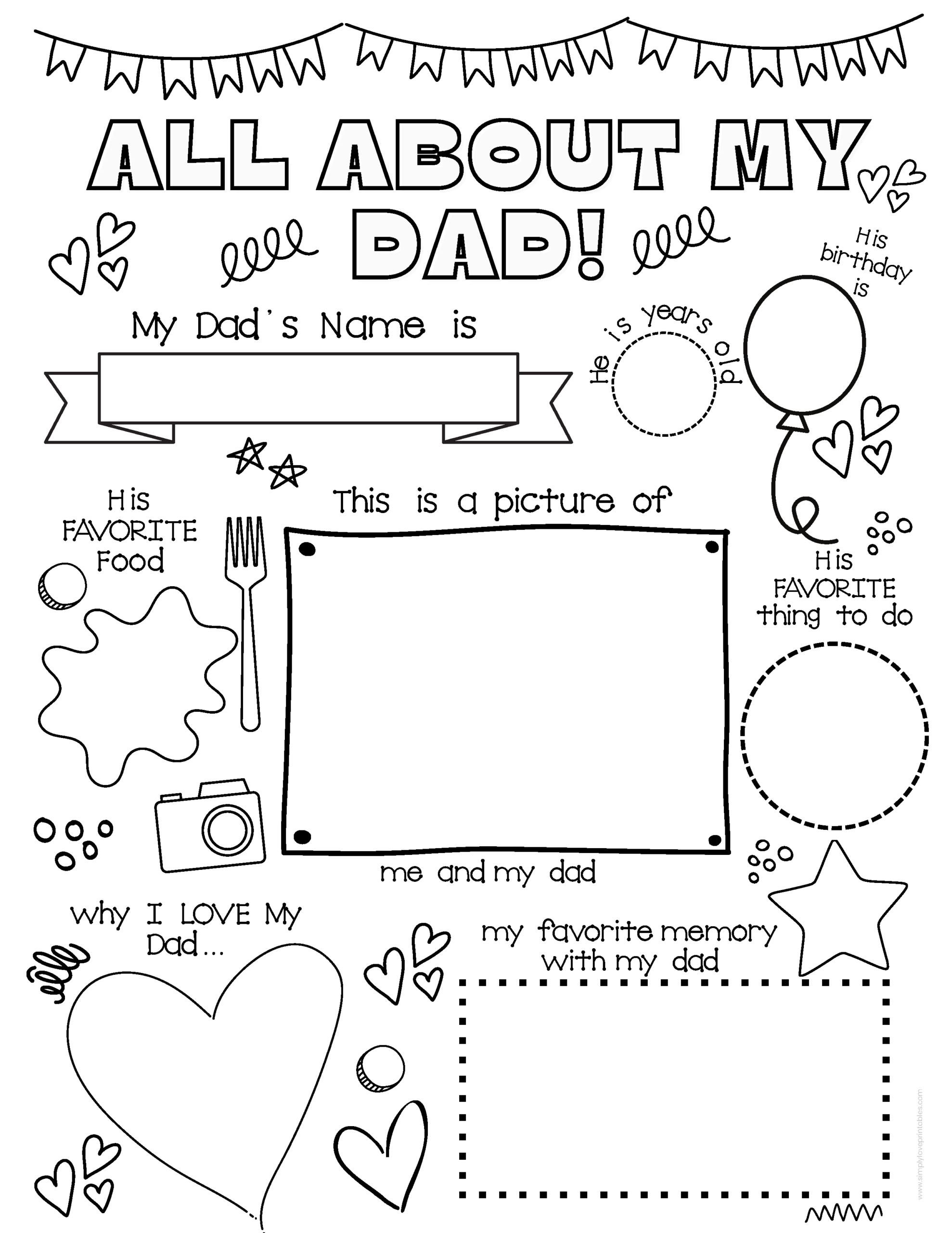 Fun Printables To Celebrate Father&amp;#039;S Day | Simply Love Printables for Father&amp;#039;S Day About My Dad Printable