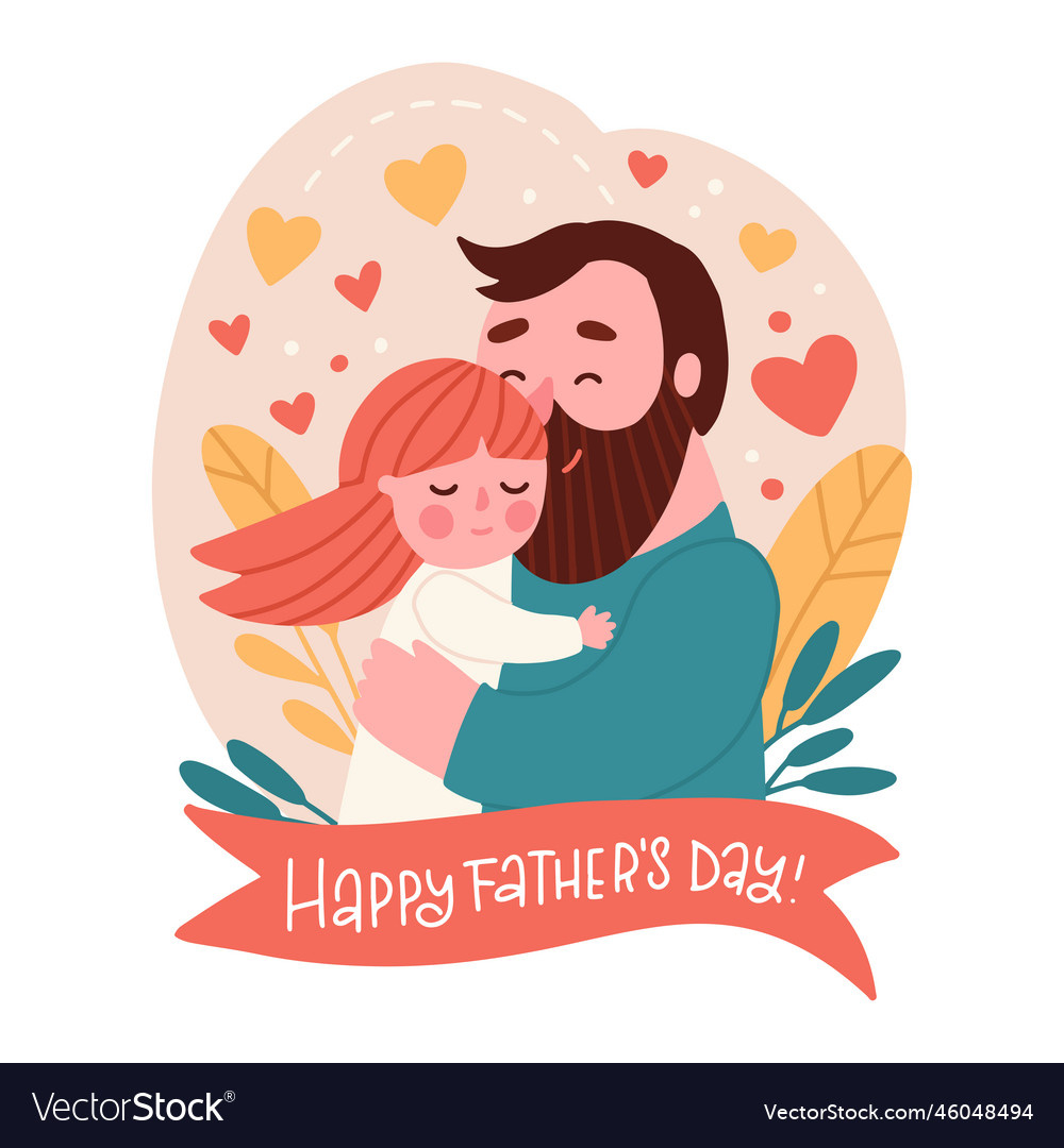 Happy Father S Day Card Template Cute Little Girl Vector Image pertaining to Father&amp;#039;S Day Card Template