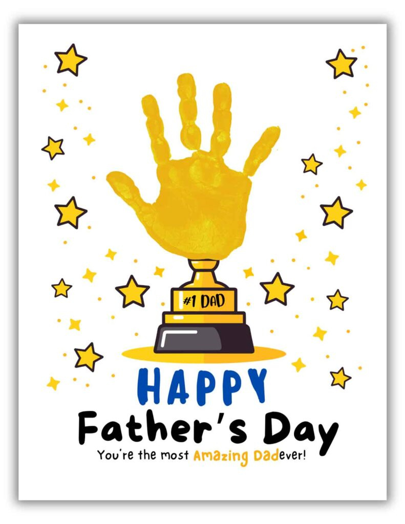 Happy Father&amp;#039;S Day Handprint Art (Free Printable) - Mindymakes intended for Father&amp;amp;#039;s Day Printable Father&amp;amp;#039;s Day Crafts