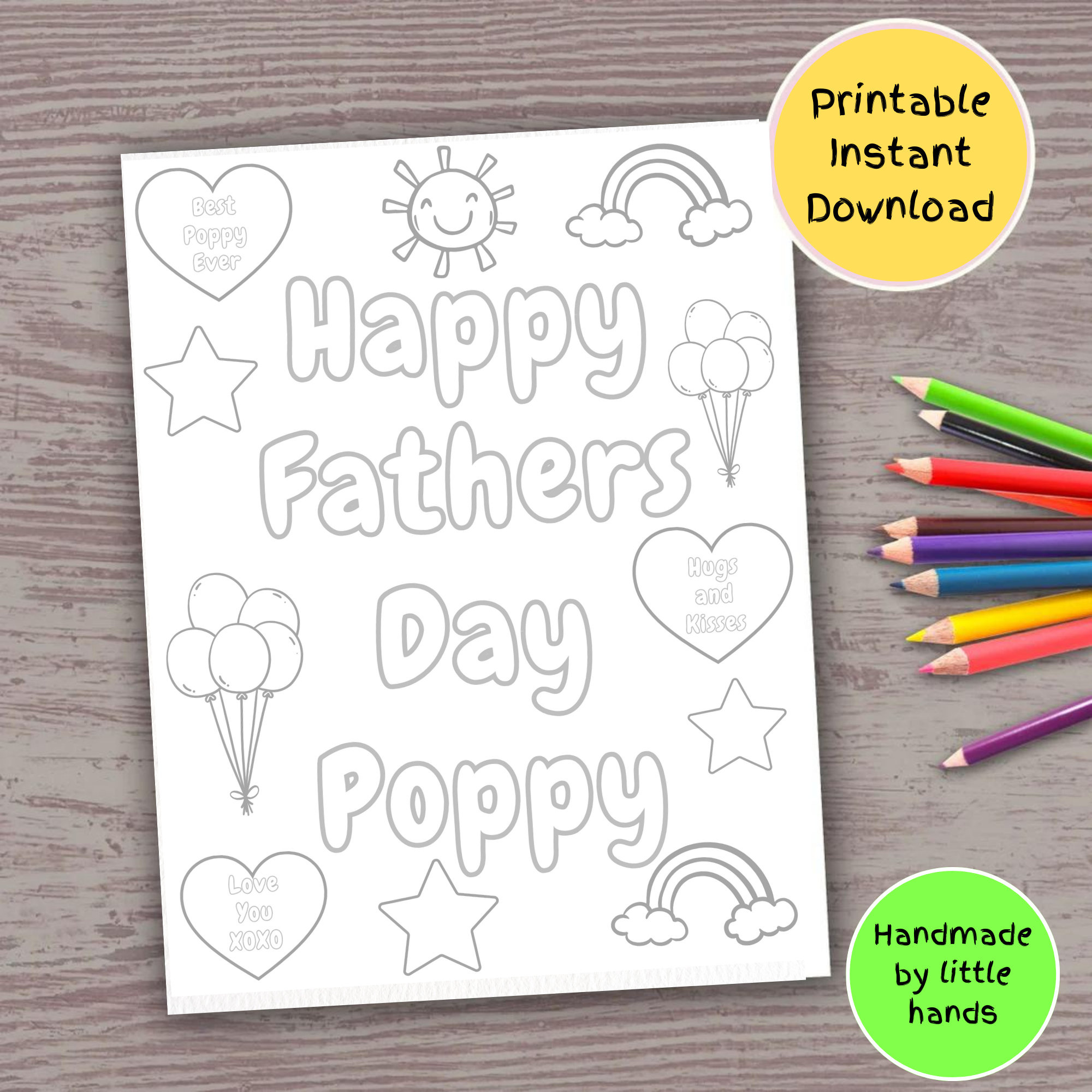 Happy Fathers Day Poppy Printable Coloring Sheet For Kids Toddlers in Happy Father&amp;#039;S Day Poppy Printable