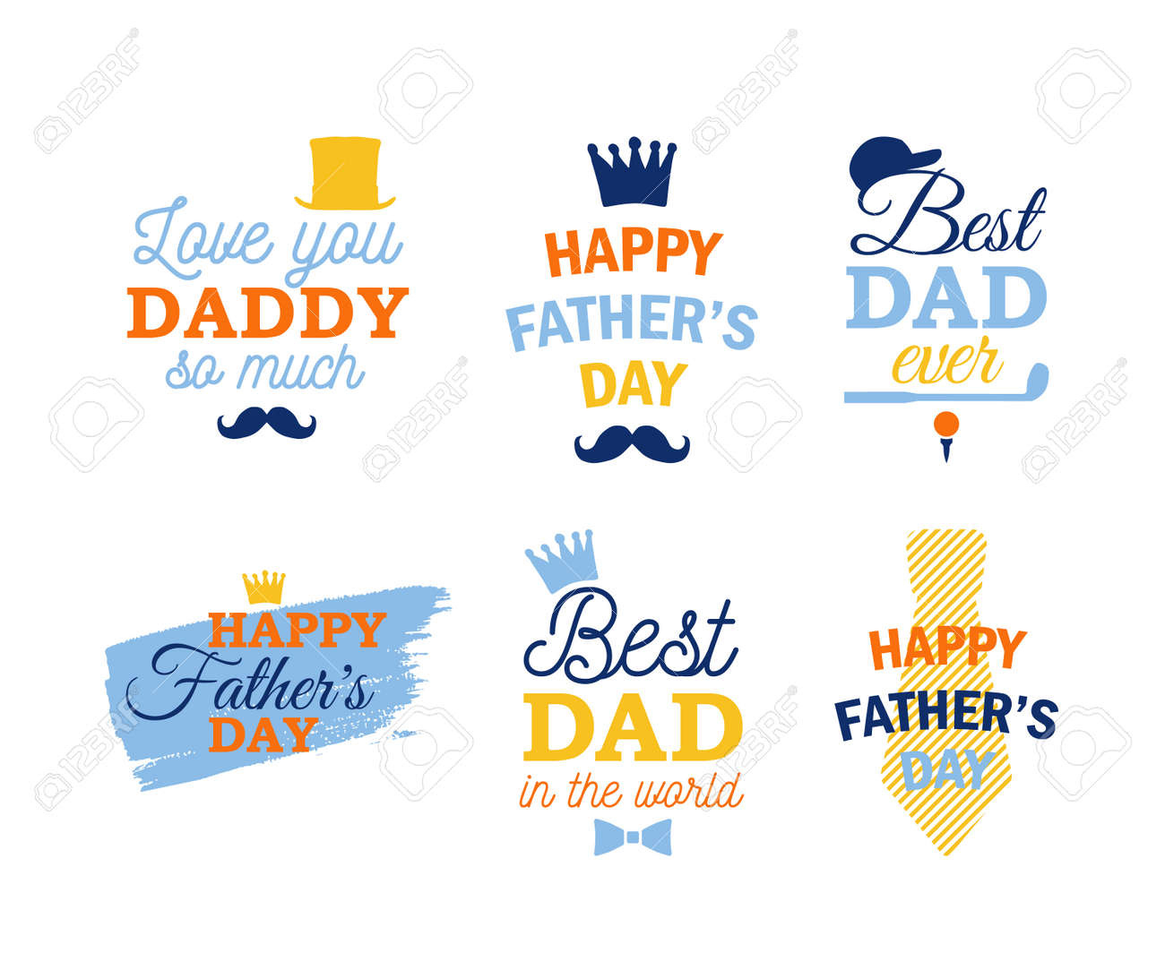 Happy Father&amp;#039;S Day Stickers Design Set. Badges Kit For Shirt inside Printable Father&amp;#039;S Day Signs