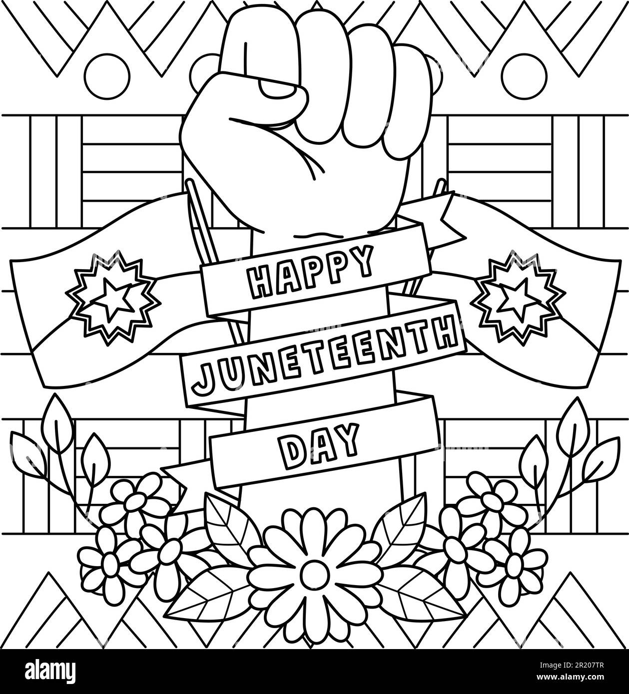 Happy Juneteenth Day Coloring Page For Kids Stock Vector Image in Juneteenth Printable