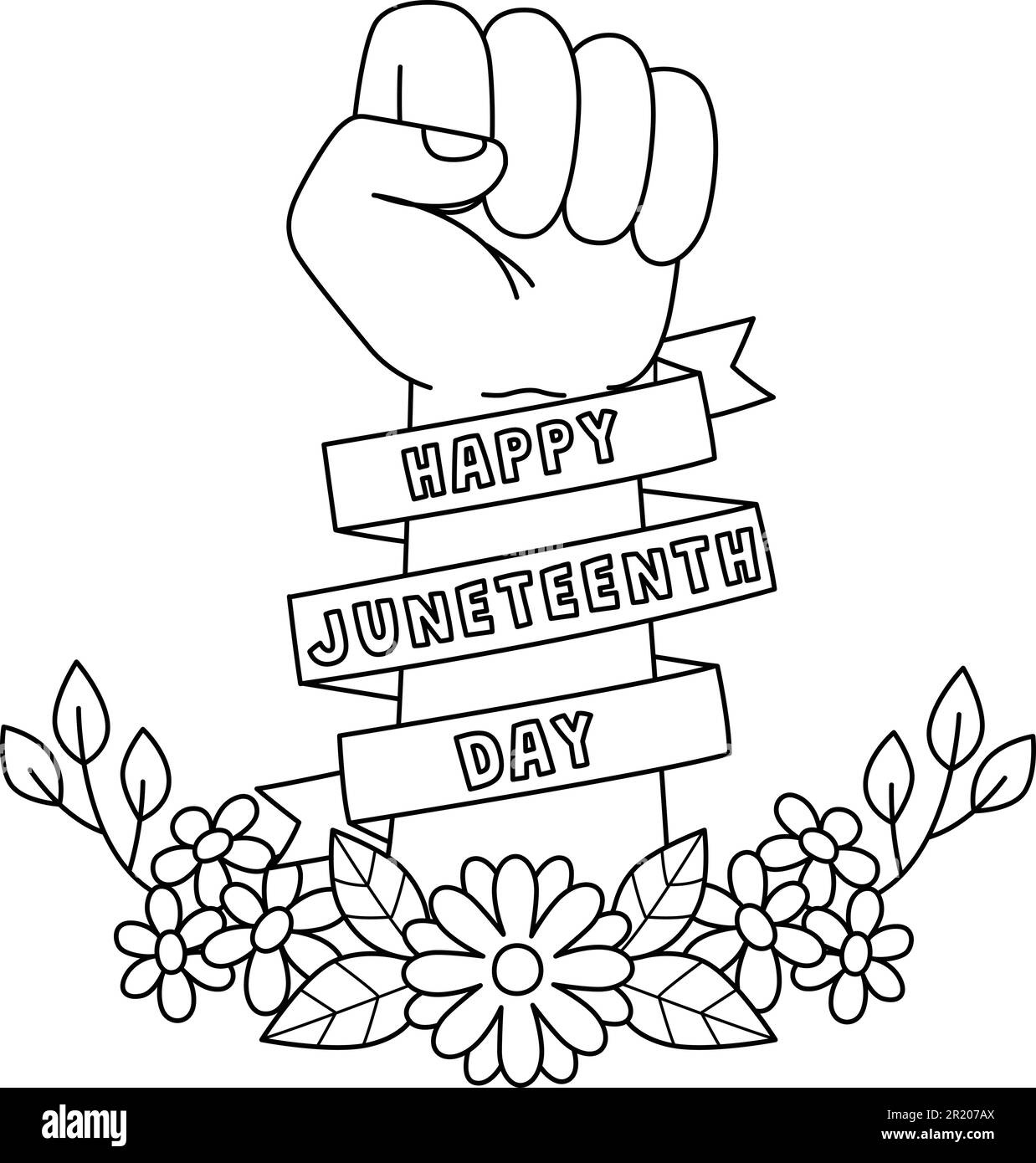 Happy Juneteenth Day Isolated Coloring Page Stock Vector Image intended for Printable Juneteenth Coloring Sheet