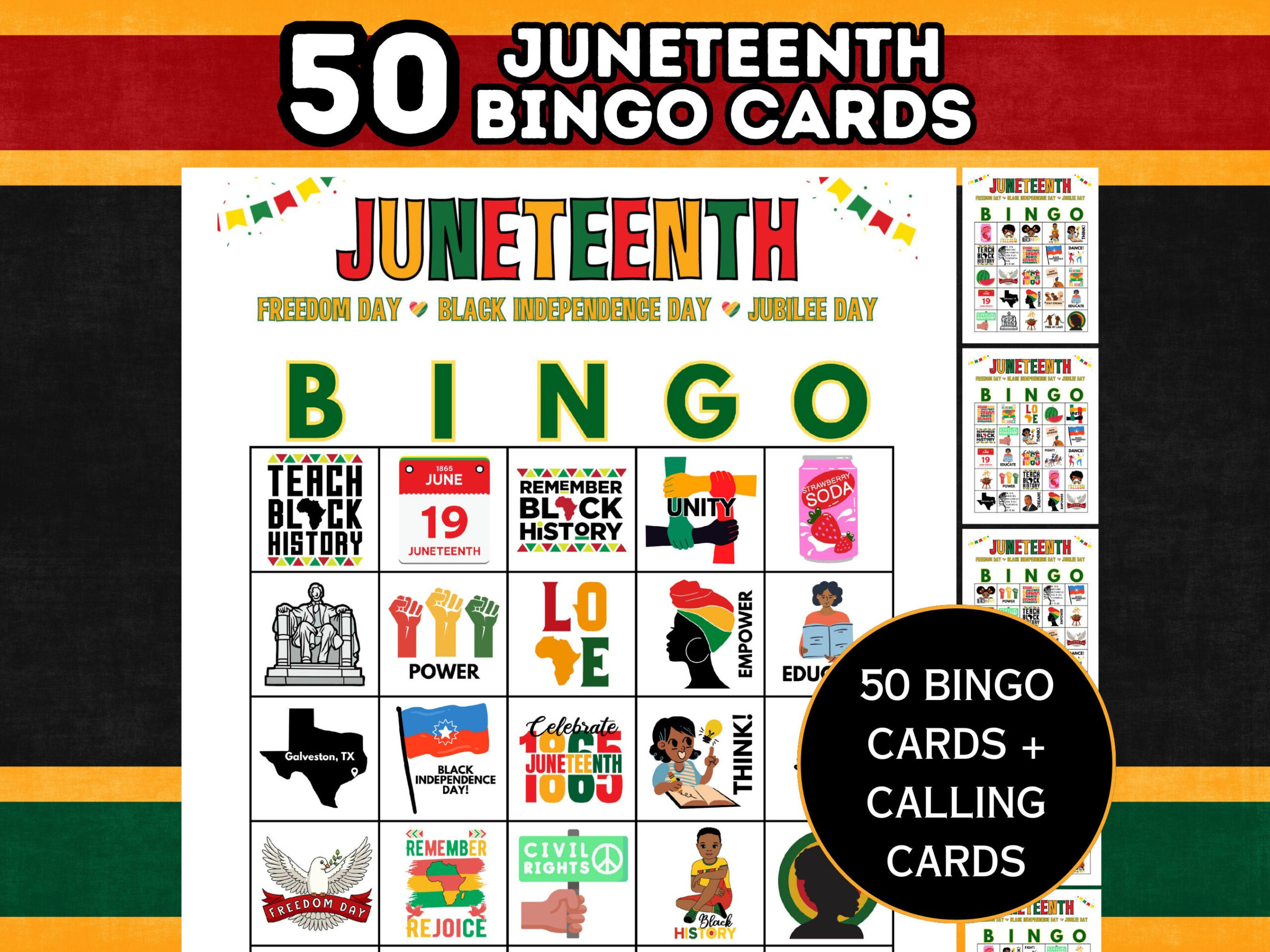 Juneteenth Bingo, Printable Juneteenth Activities, Freedom Day in Juneteenth Bingo Printable