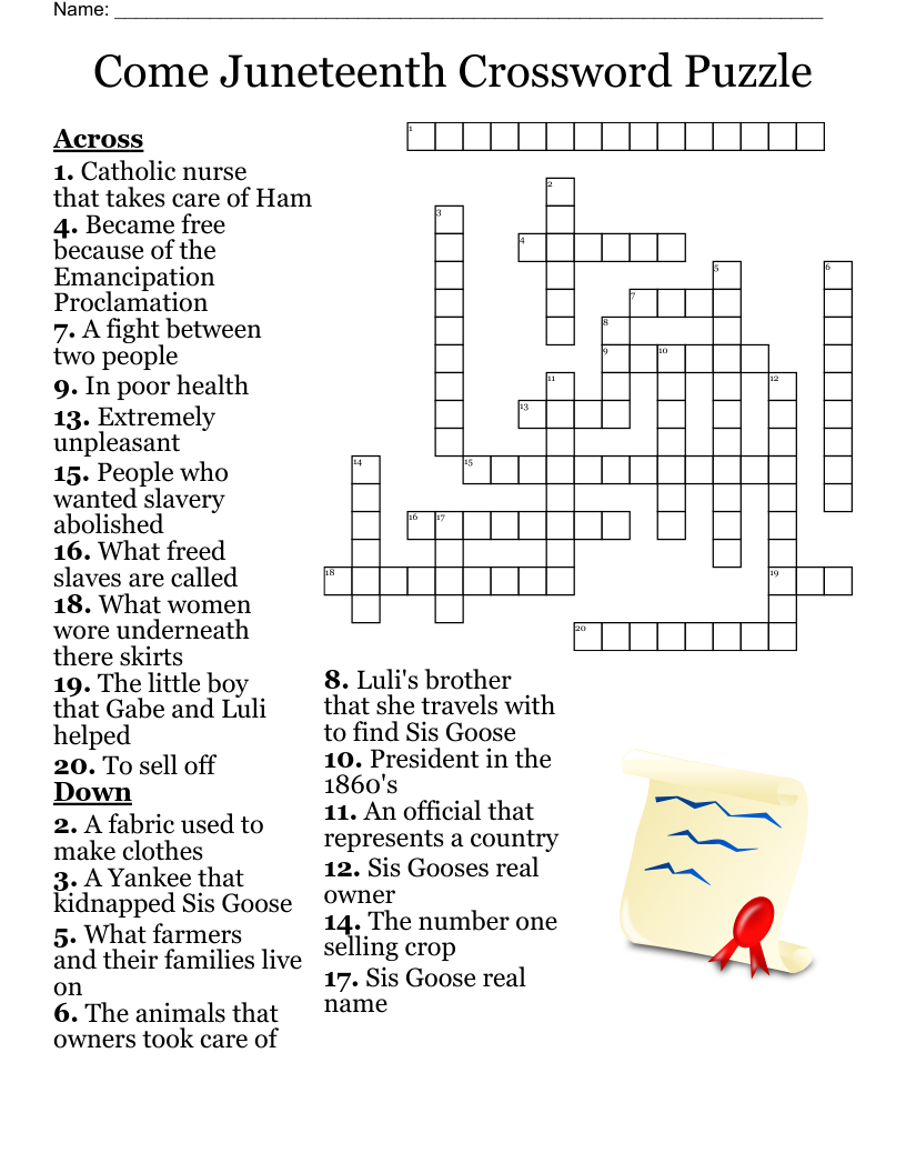 Juneteenth Day Crossword - Wordmint pertaining to Printable Juneteenth Crossword Puzzle