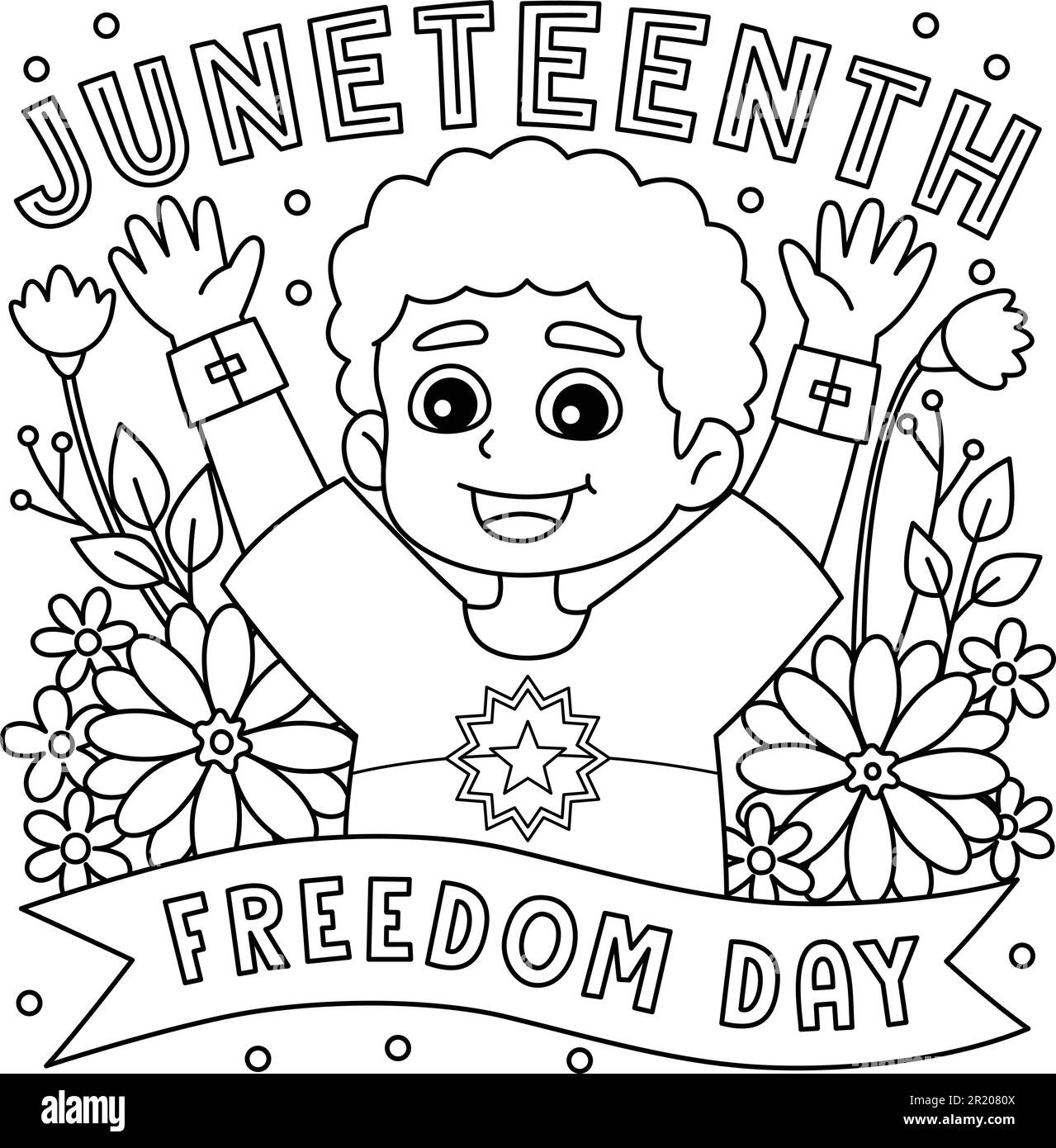 Juneteenth Freedom Day Coloring Page For Kids Stock Vector Image throughout Juneteenth Printable Coloring Juneteenth Coloring Pages For Kids