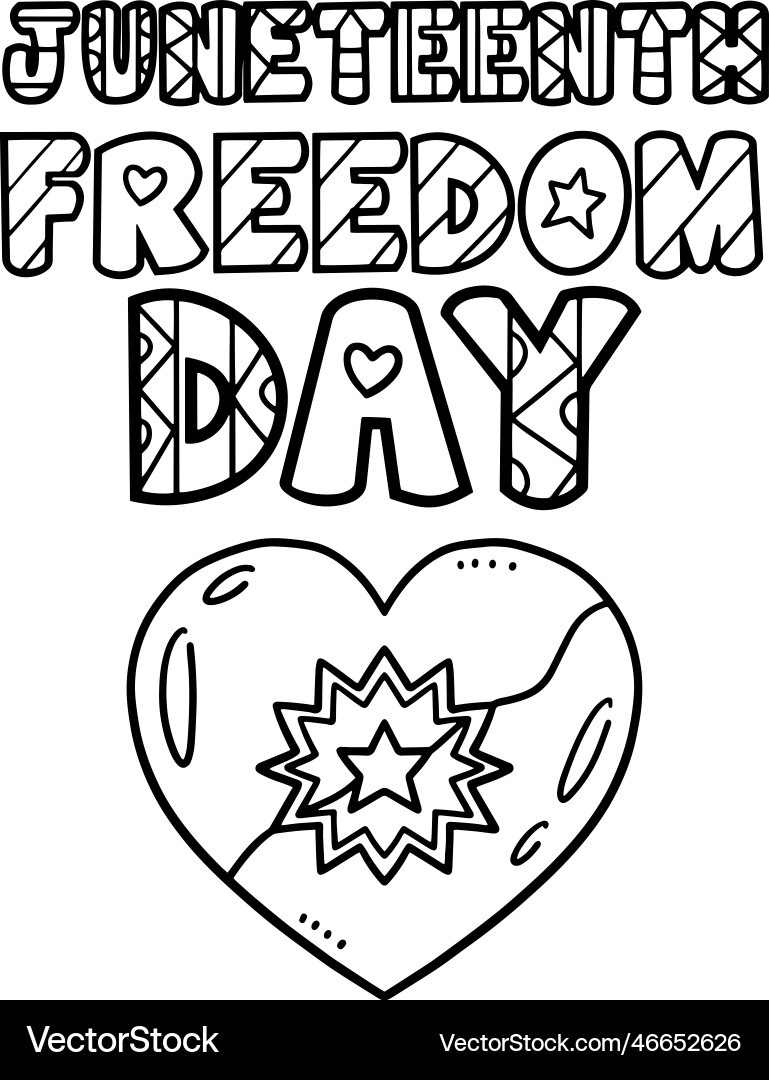 Juneteenth Freedom Day Isolated Coloring Page Vector Image for Free Printable Juneteenth Freedom Day Juneteenth Coloring Pages Kids