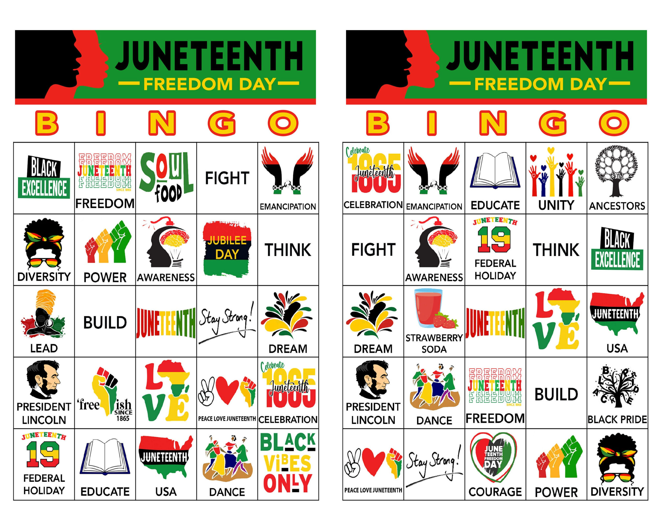 Juneteenth, Freedom Day, Juneteenth Game, Black History Bingo for Juneteenth Bingo Printable