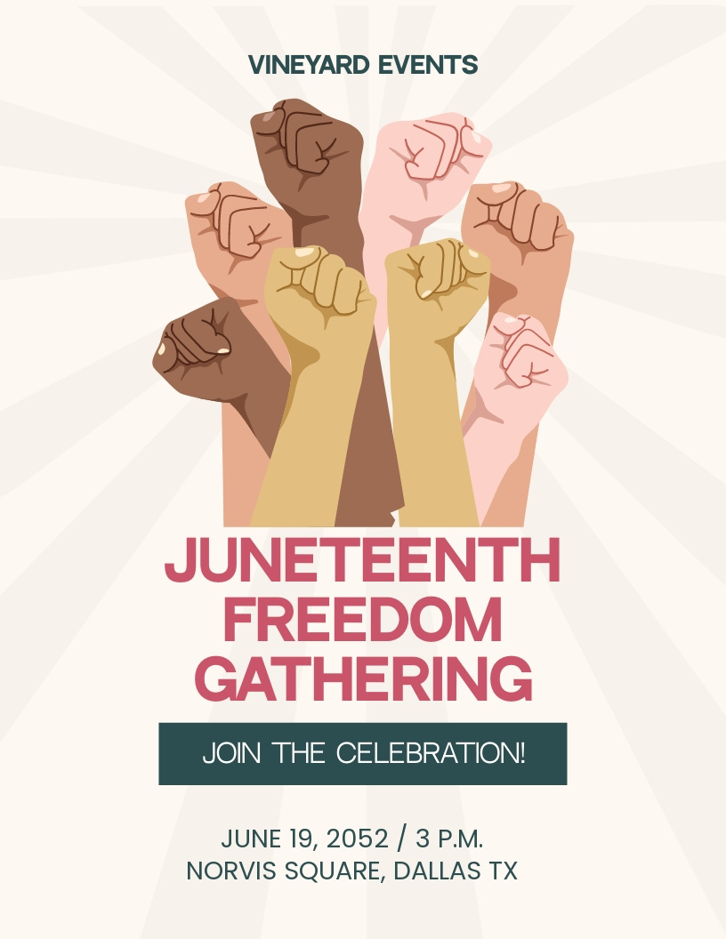 Juneteenth Freedom Flyer In Google Docs, Word, Publisher, Pages for Juneteenth Flyer Printable