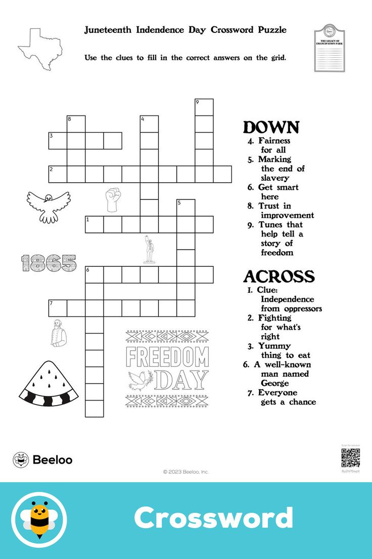 Juneteenth Indendence Day Crossword Puzzle within Printable Juneteenth Crossword Puzzle