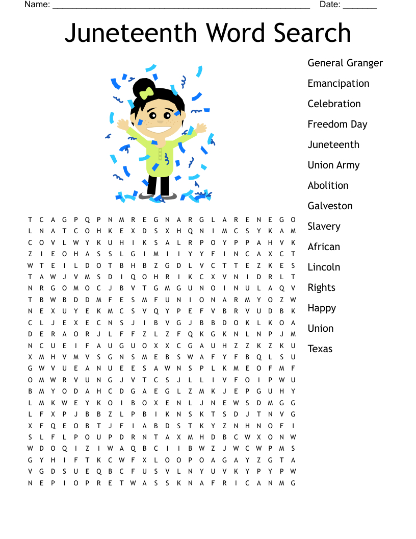Juneteenth Word Search - Wordmint for Printable Juneteenth Word Search