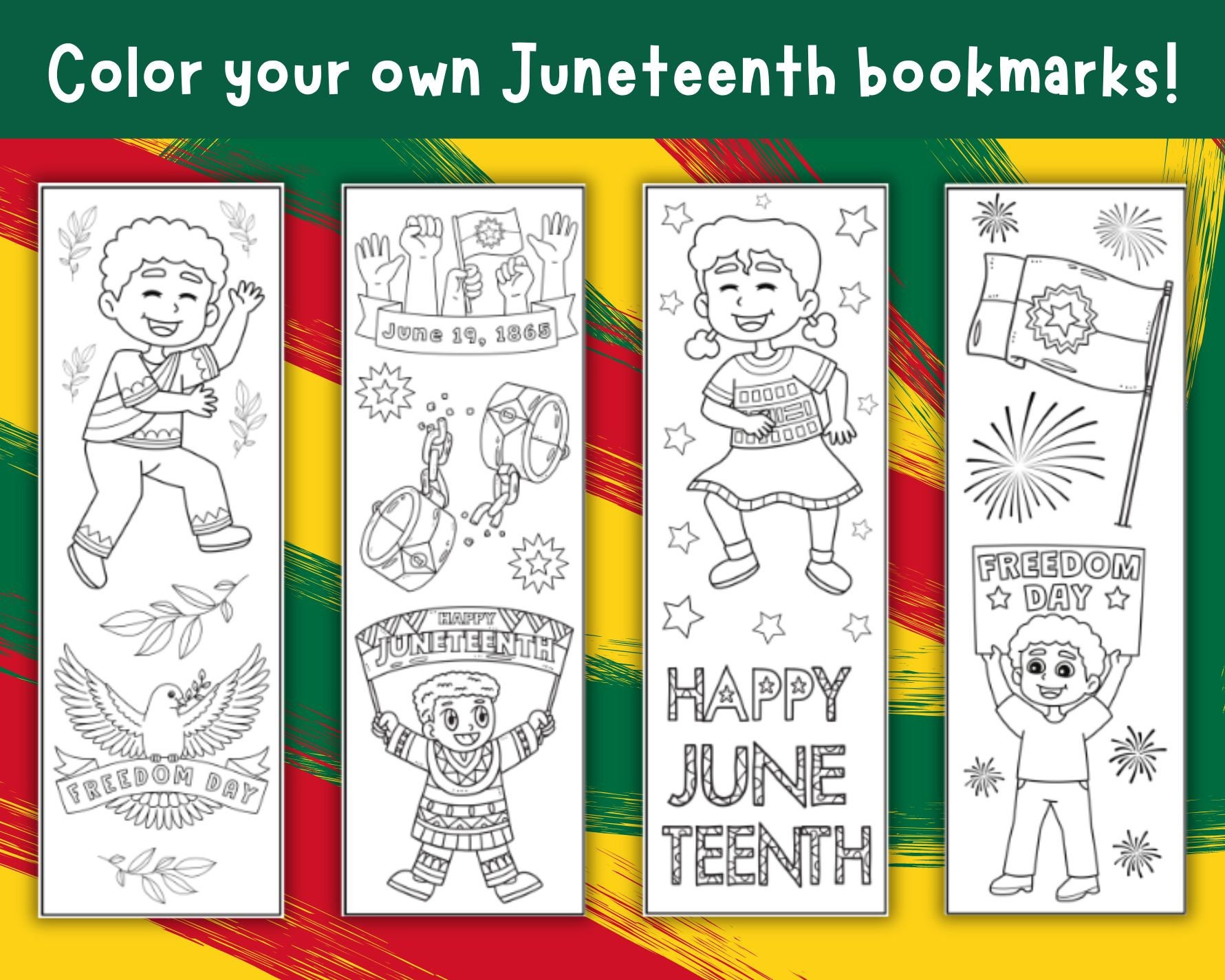 Printable Juneteenth Coloring Bookmarks, Color Your Own Bookmarks within Juneteenth Bookmarks Printable