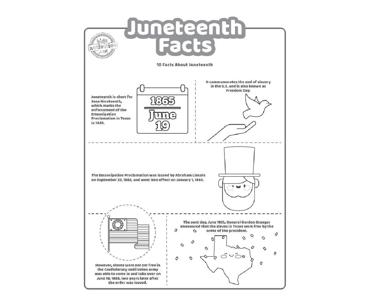 Printable Juneteenth Facts &amp;amp; Coloring Pages For Kids | Kids regarding Juneteenth Printable Fact Sheet
