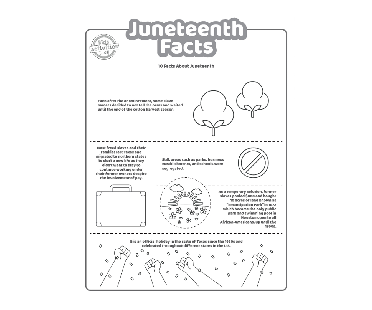 Printable Juneteenth Facts &amp;amp; Coloring Pages For Kids | Kids within Juneteenth Facts For Kids Printable