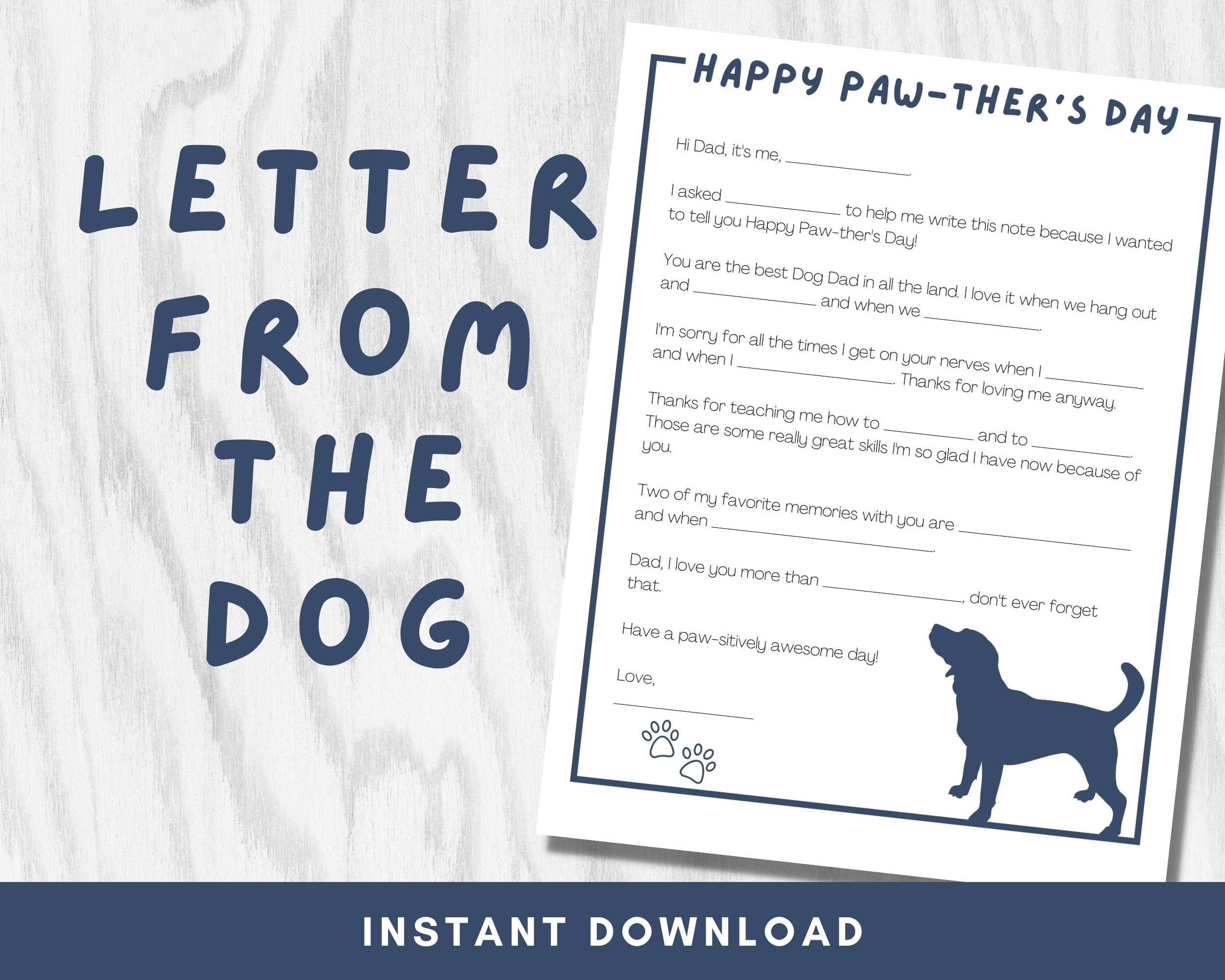 Printable Letter To Dog Dad From Dog | Father&amp;#039;S Day Note From for Father&amp;#039;S Day Card From Dog Printable