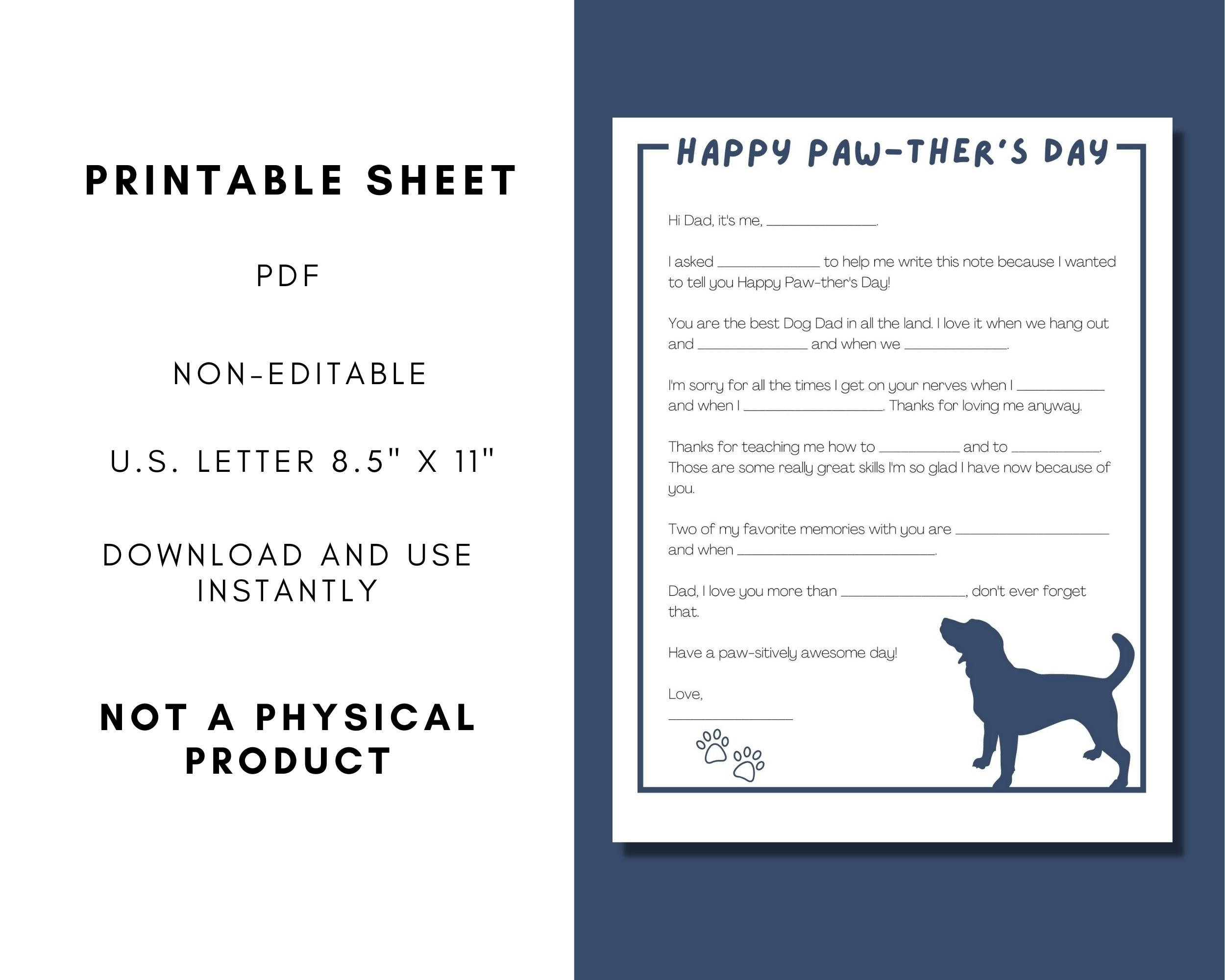 Printable Letter To Dog Dad From Dog | Father&amp;#039;S Day Note From throughout Father&amp;amp;#039;s Day Card From Dog Printable