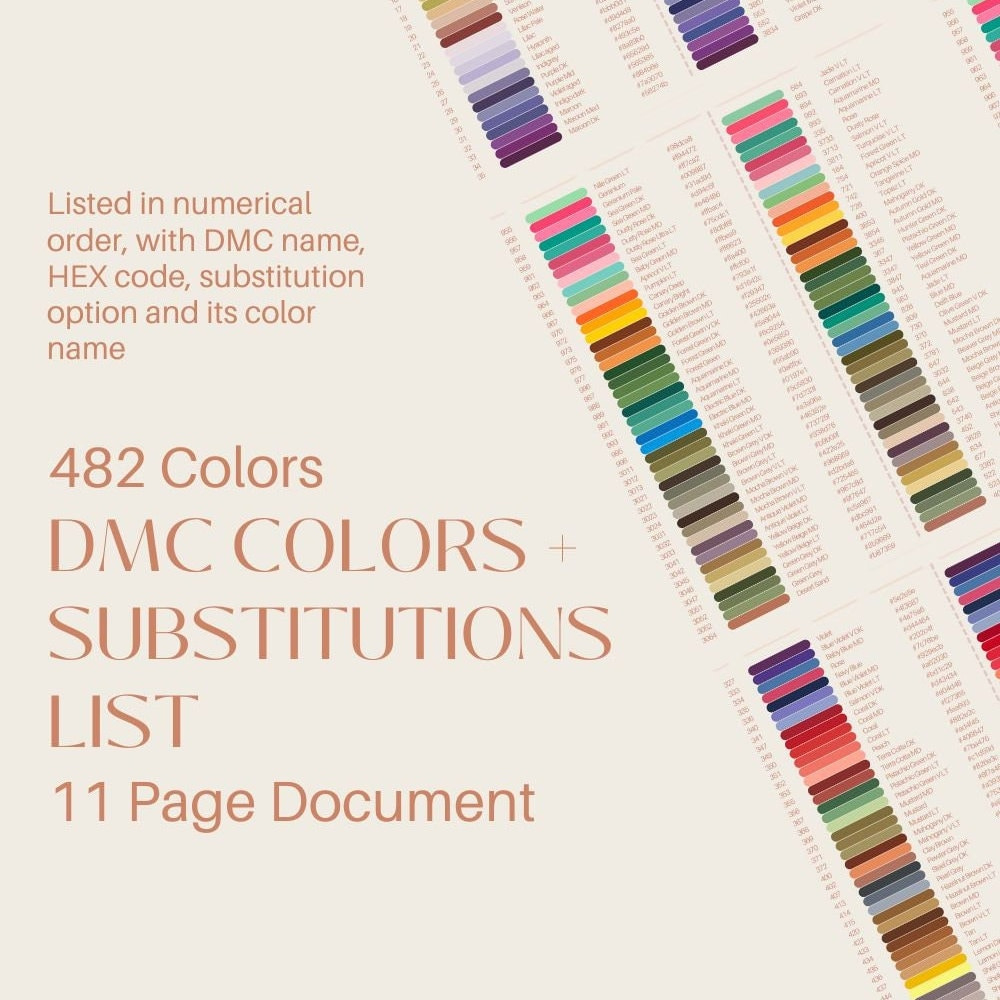Dmc Color Chart And Substitutions List, Hand Embroidery, Beginner intended for DMC Color Substitute Chart