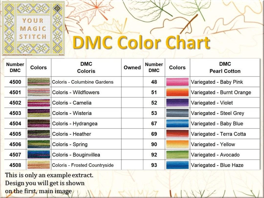 Dmc Color Chart + Floss Inventory Tracker (Digital Pdf) - Etsy Uk inside DMC Variegated Color Chart