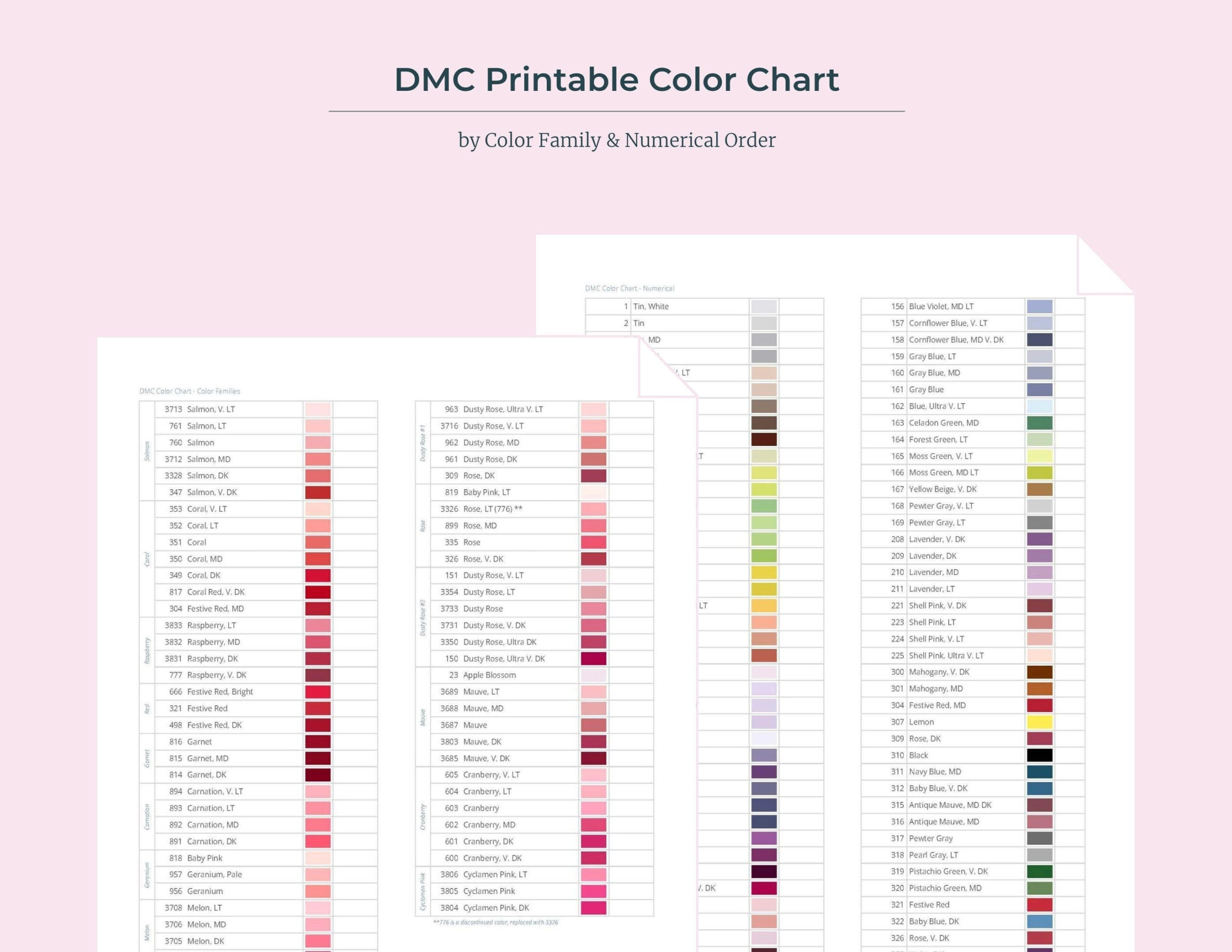 Dmc Color Chart Zum Selbst Ausdrucken (Pdf Download) - Etsy.de in Dmc Color Chart Replacement