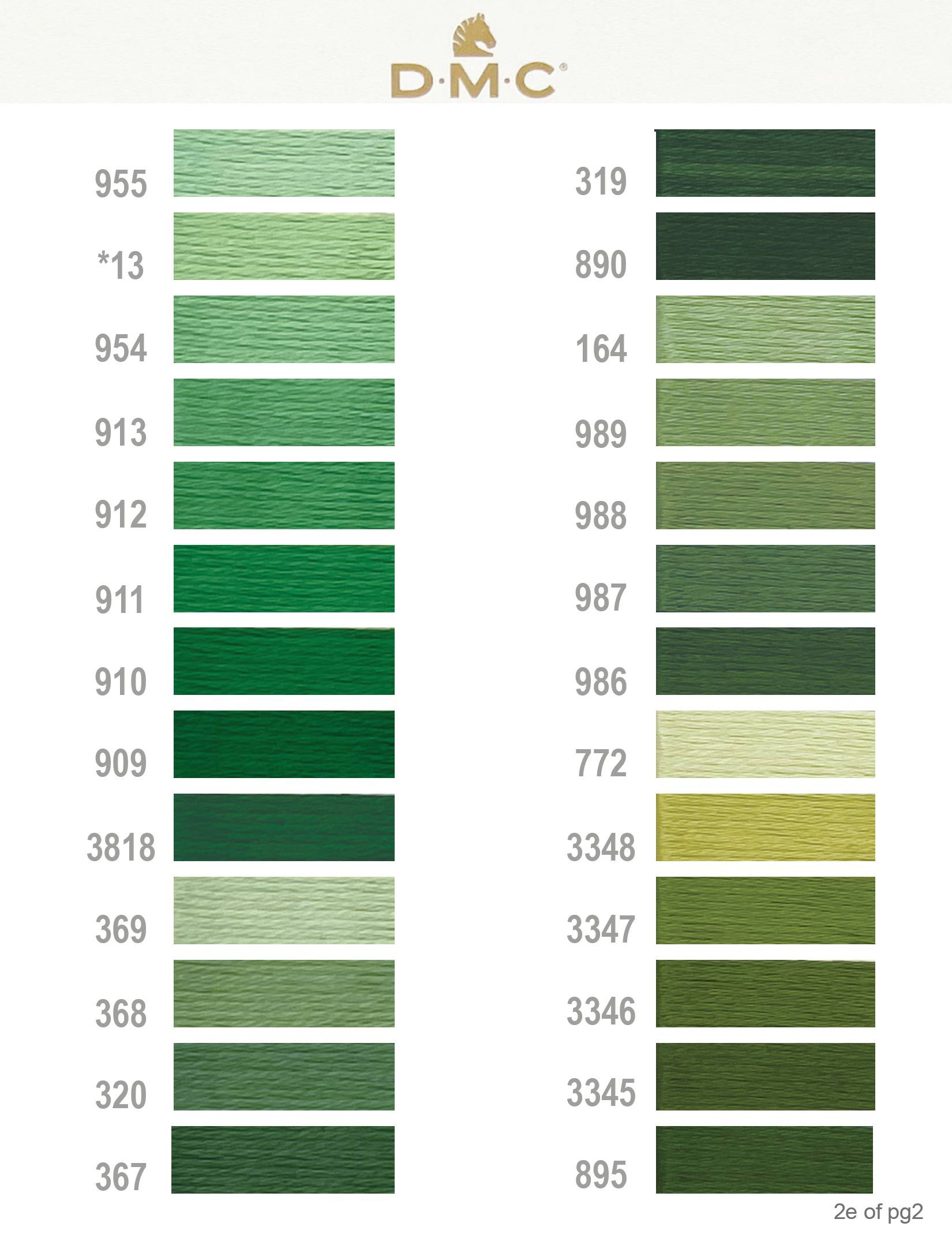Dmc Floss, Article 117Ua, Colors for DMC Green Color Chart