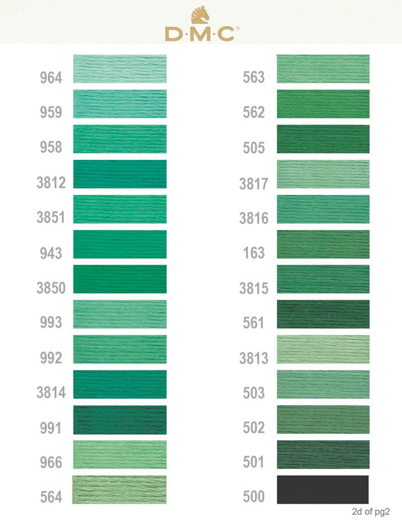Dmc Floss, Article 117Ua, Colors within DMC Green Color Chart