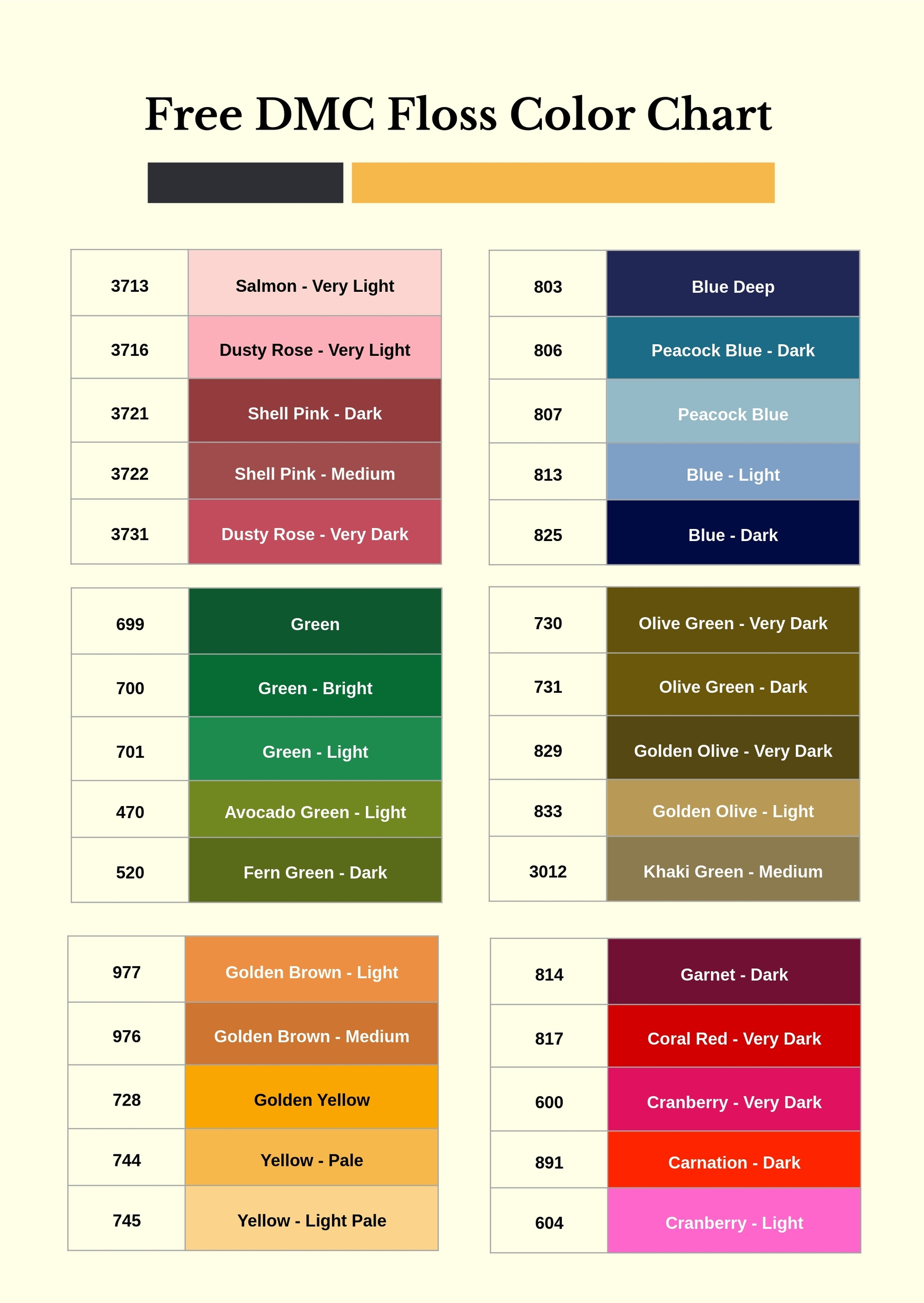 Dmc Floss Color Chart In Illustrator, Pdf - Download | Template with regard to Free Conversion Dmc Color Substitution Chart