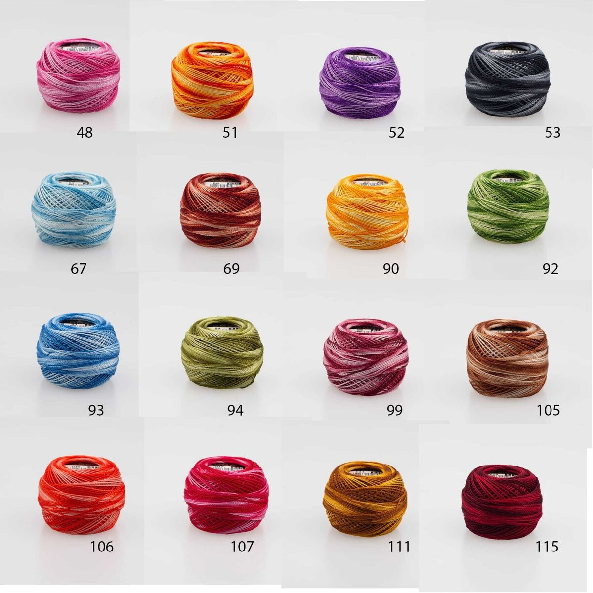 Dmc Pearl Cotton Balls Size 8, Variegated Perle Cotton Balls in Dmc Pearl Cotton Thread Size 8 Color Chart