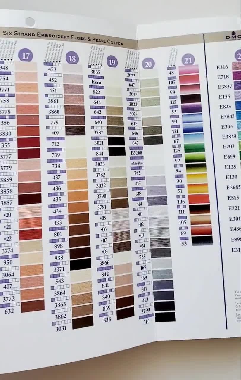 Dmc Printed Color Card For The 6-Strand Embroidery Floss - Includes: Cotton Floss, Light Effects, Pearl Cotton, Color Variation And Satin regarding DMC 6 Strand Floss Color Chart