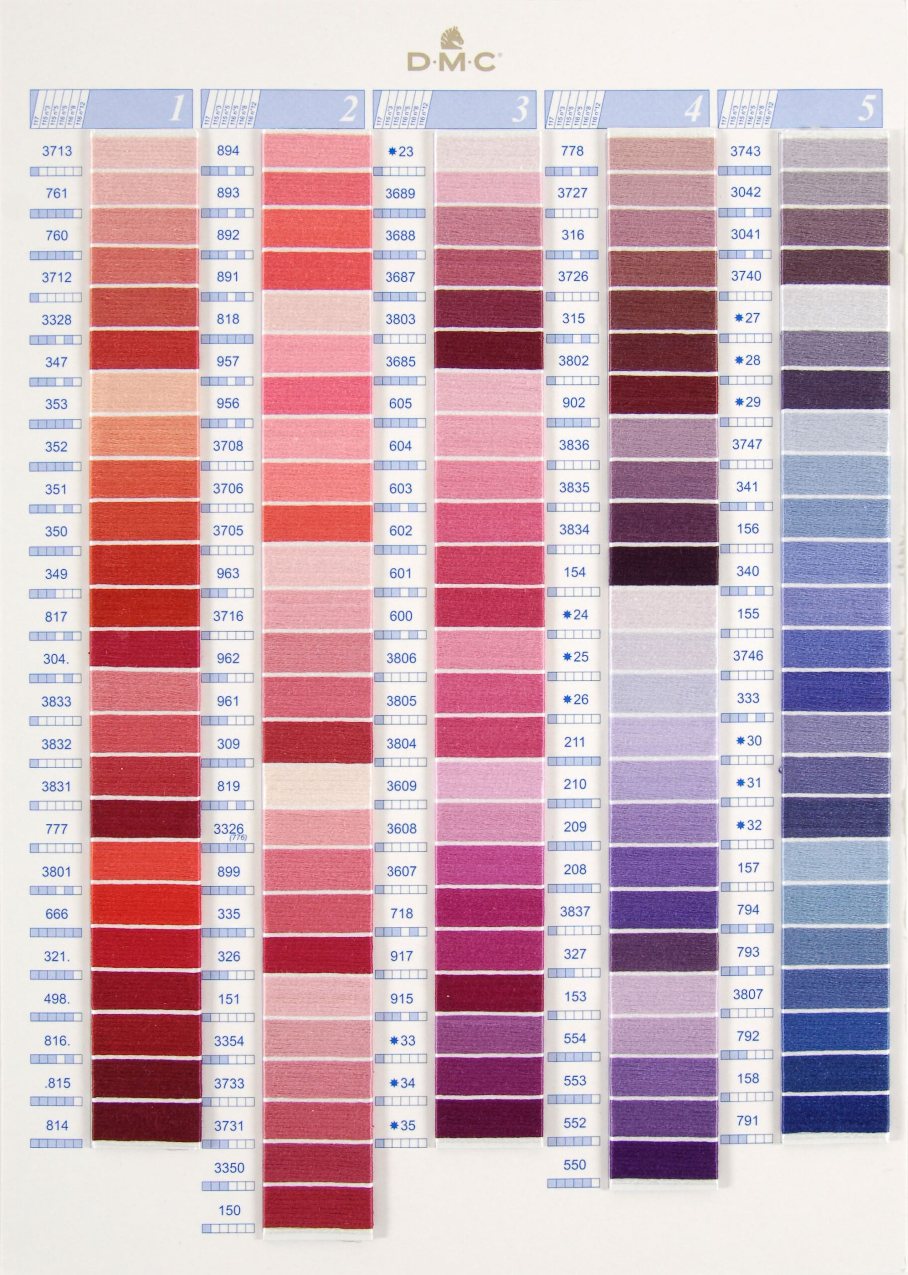 Dmc Stranded Cotton Colour Chart/Shade Card | Stitchtastic pertaining to Numerical Order Dmc Color Chart
