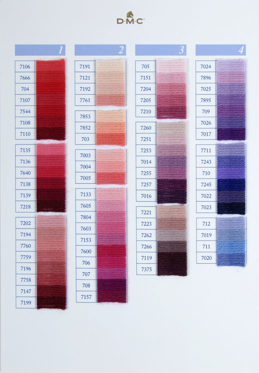 Dmc Tapestry Wool Shade Card (Real Threads) - W486 intended for DMC Tapestry Wool Color Chart