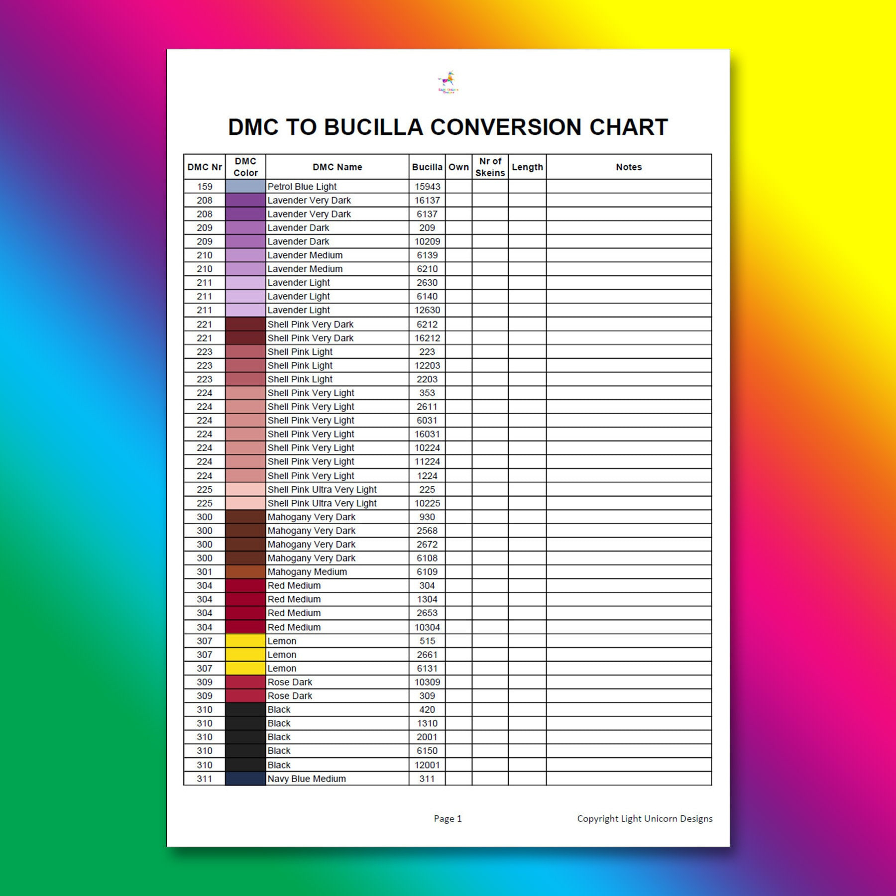 Dmc To Bucilla Conversion Chart Pdf Instant Download | Cross throughout Bucilla Dmc Color Conversion Chart