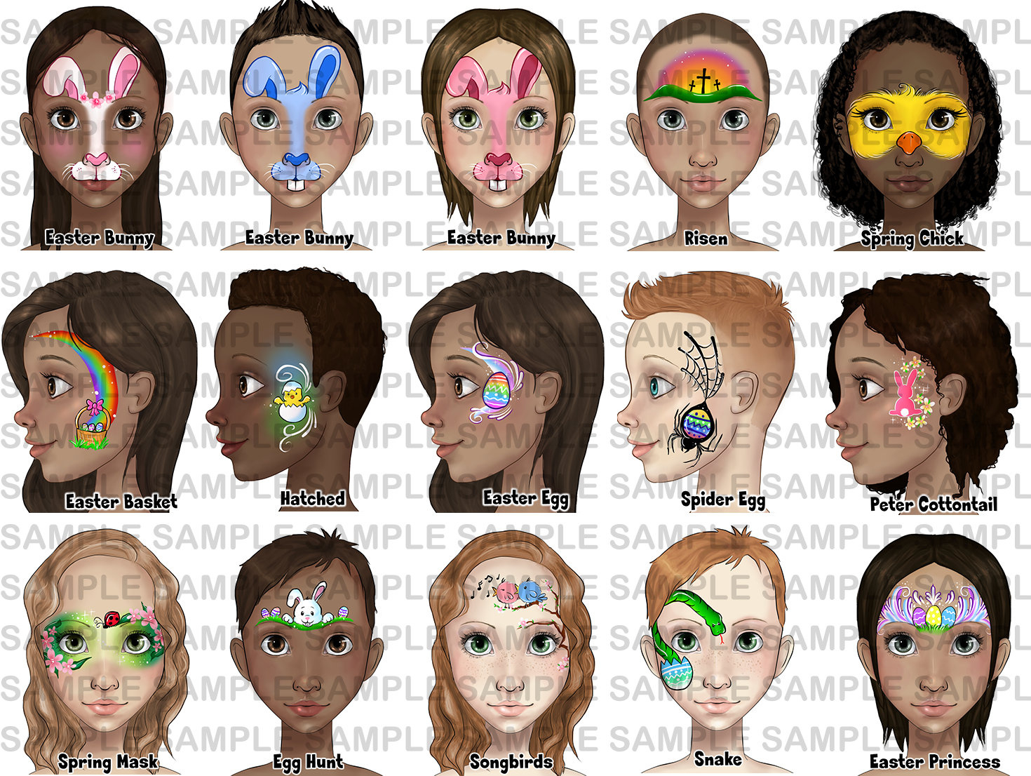 Face Painting Word Board, Face Paint Design Menu Board, Designs pertaining to Easter Face Painting Stencil